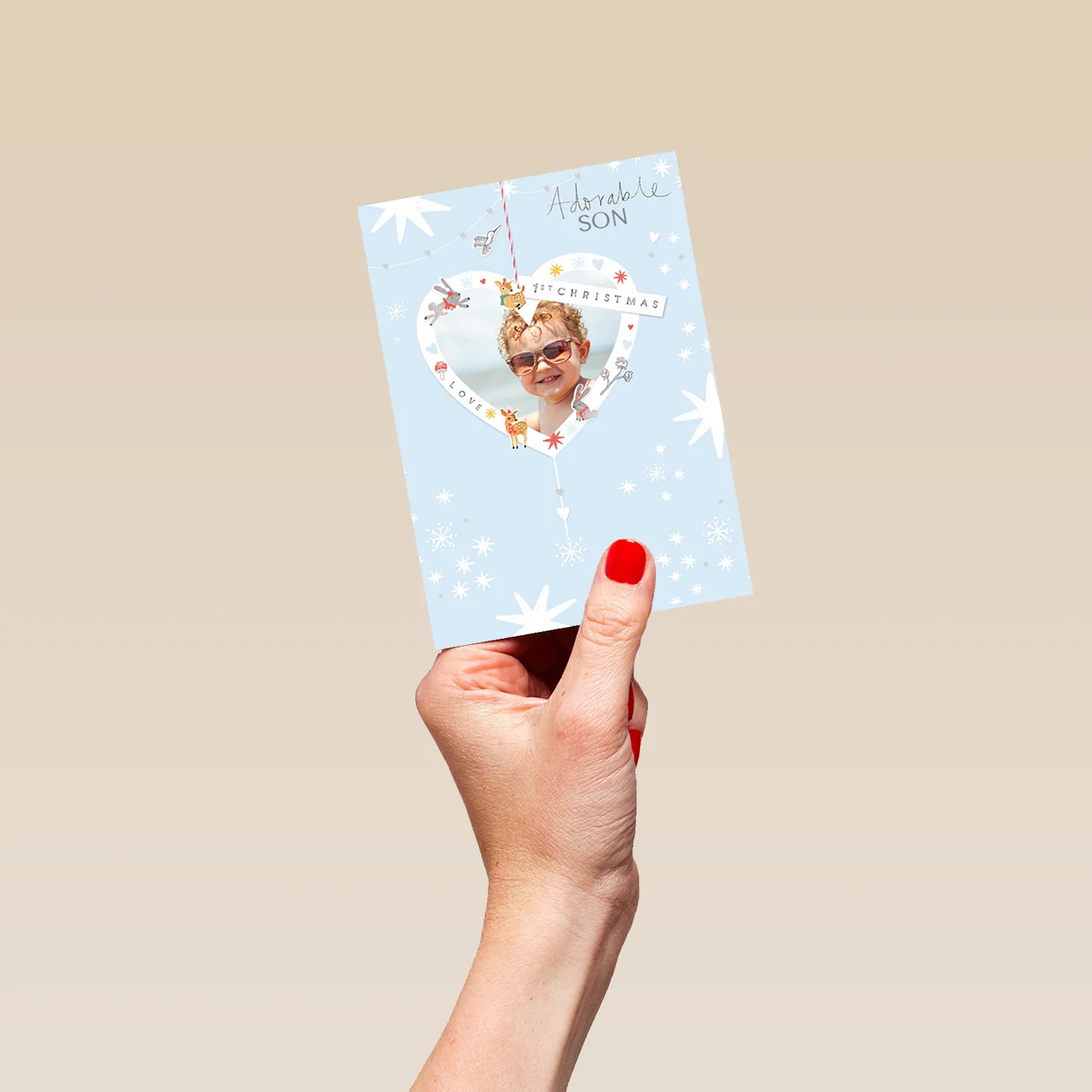 Personalised Classic Son's 1st Christmas Editable Photo Card - Image 4