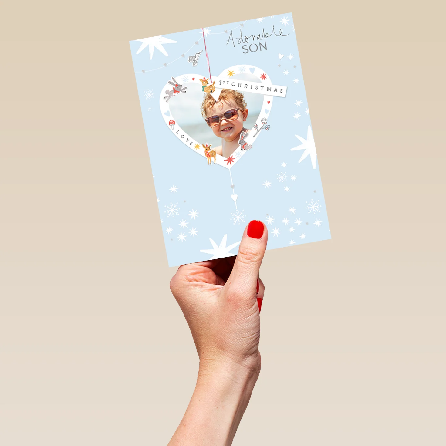 Personalised Classic Son's 1st Christmas Editable Photo Card - Image 5