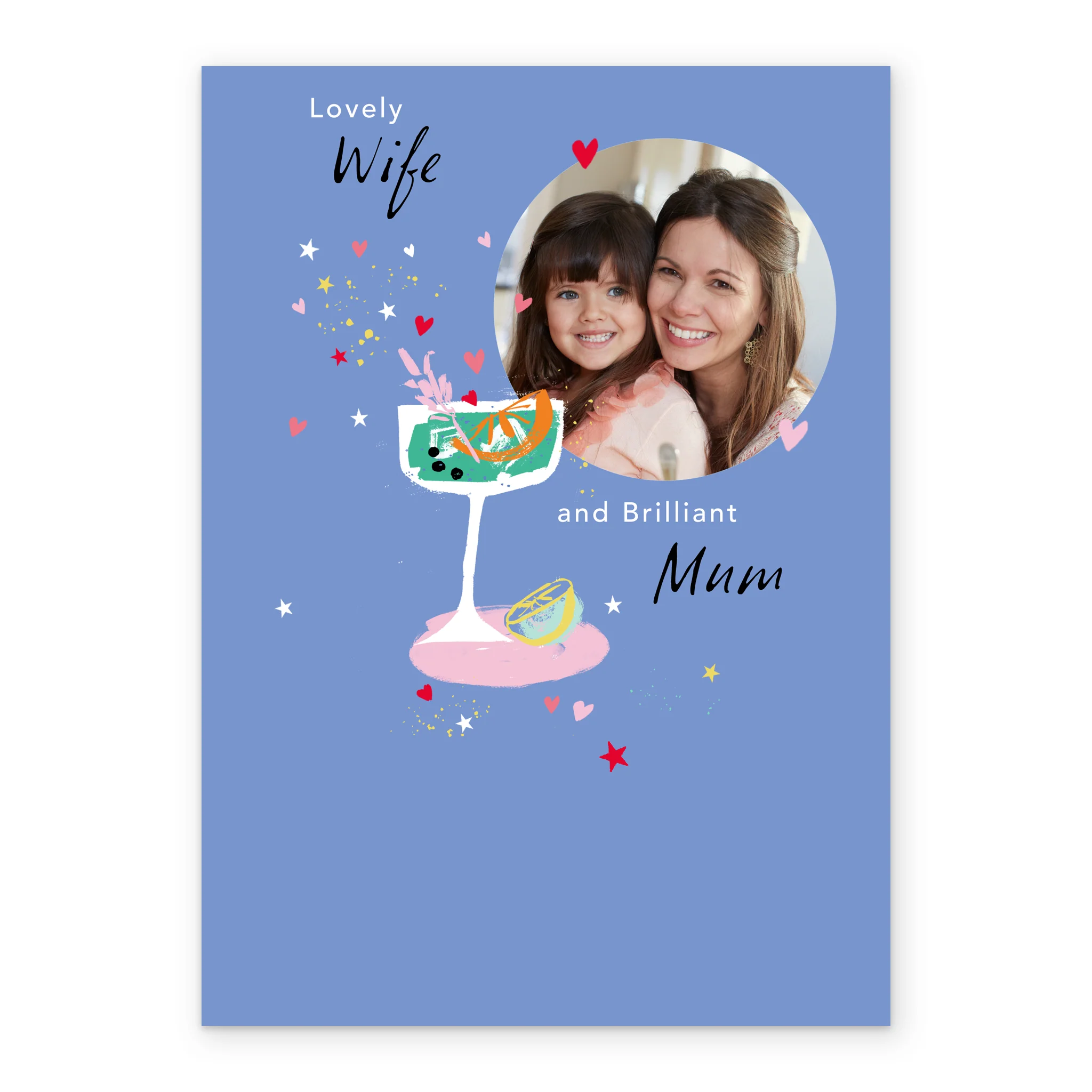 Personalised Cocktail Illustration Mother's Day Photo Upload Card for Wife & Mum - Image 2