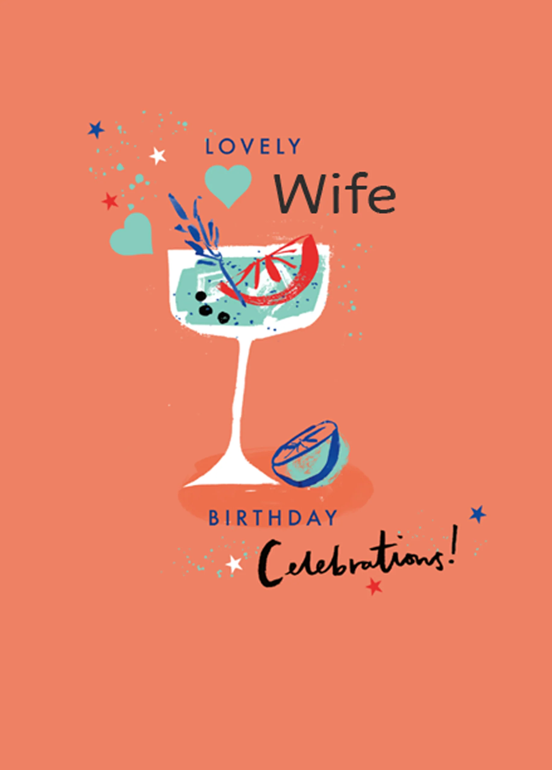Personalised Cocktail With Glass Straw Card For Wife
