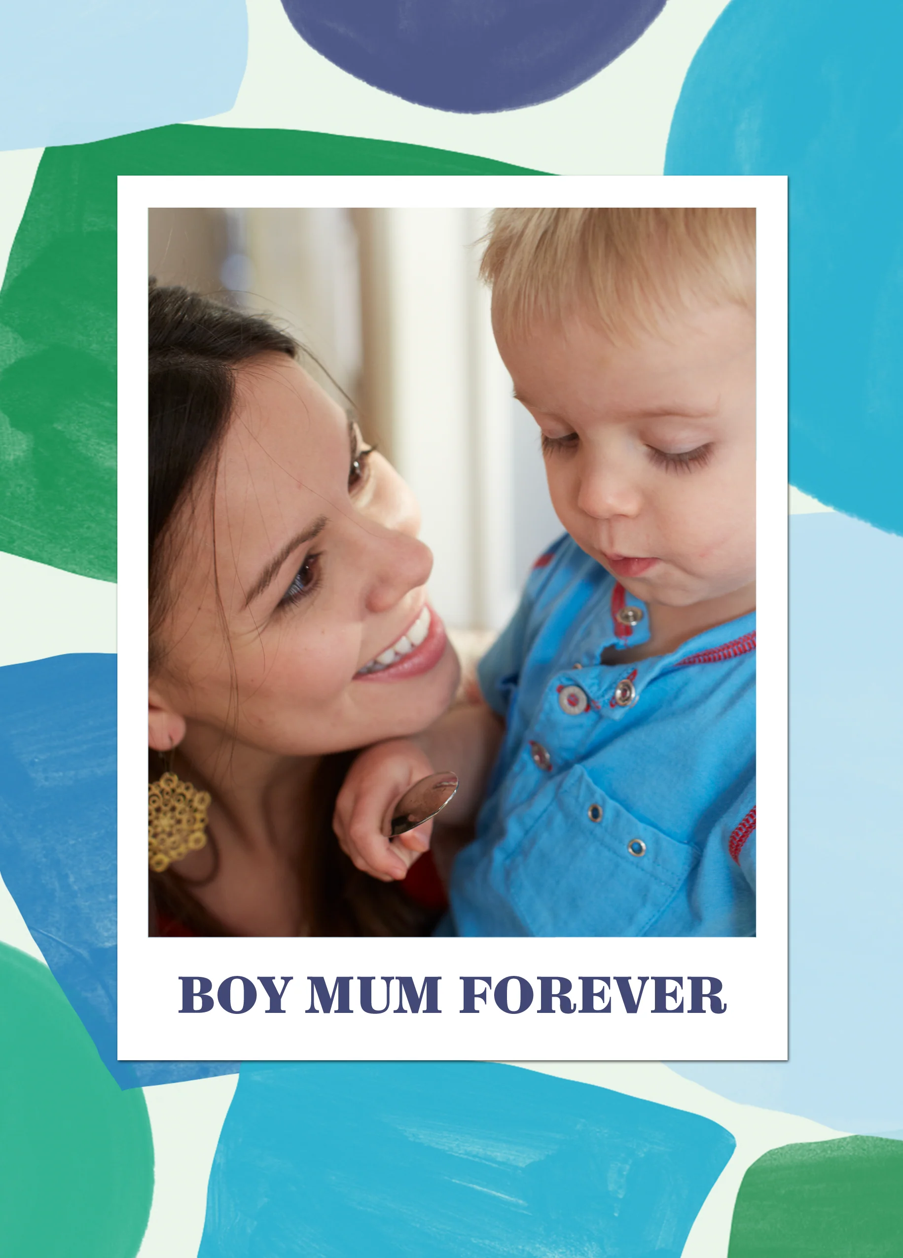 Personalised Colourful Abstract Design Photo Upload Mother's Day Card for Mum from Son