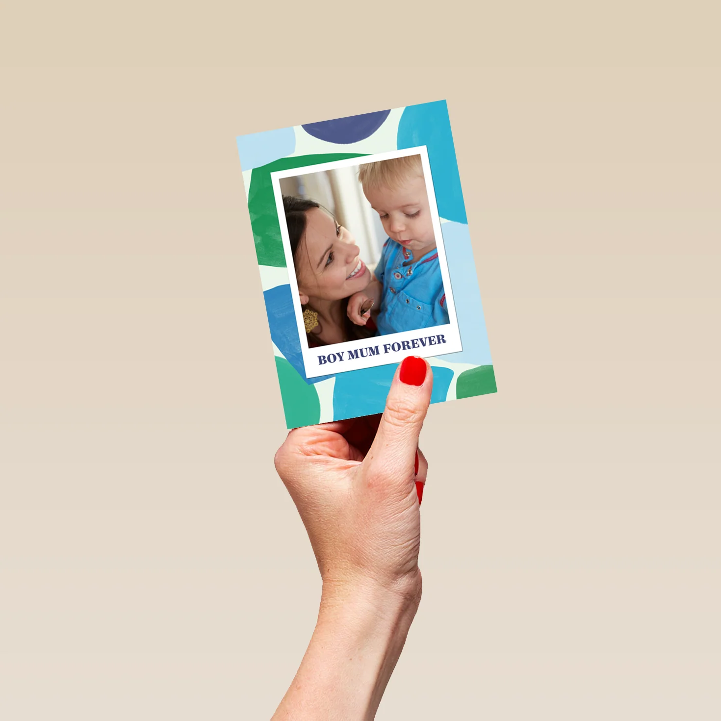 Personalised Colourful Abstract Design Photo Upload Mother's Day Card for Mum from Son - Image 4