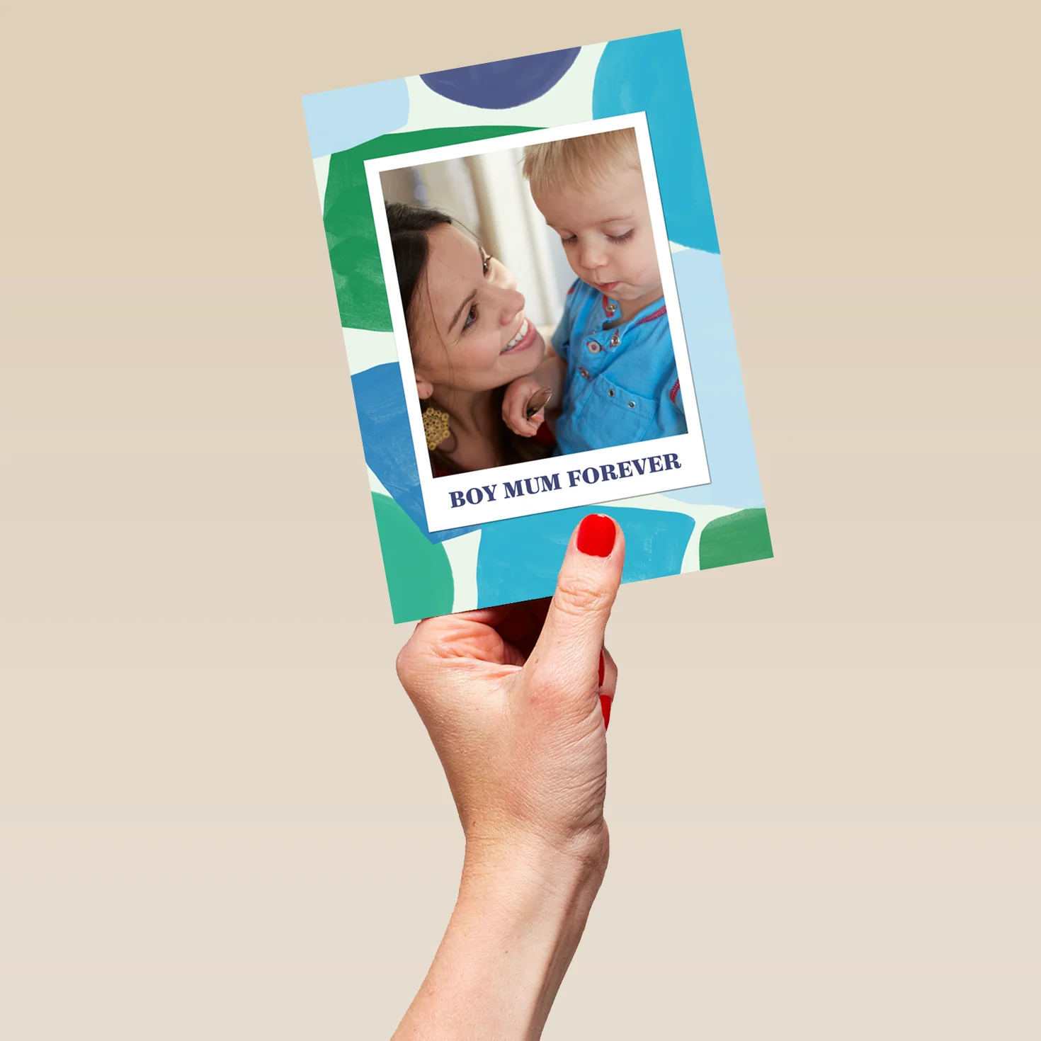 Personalised Colourful Abstract Design Photo Upload Mother's Day Card for Mum from Son - Image 5