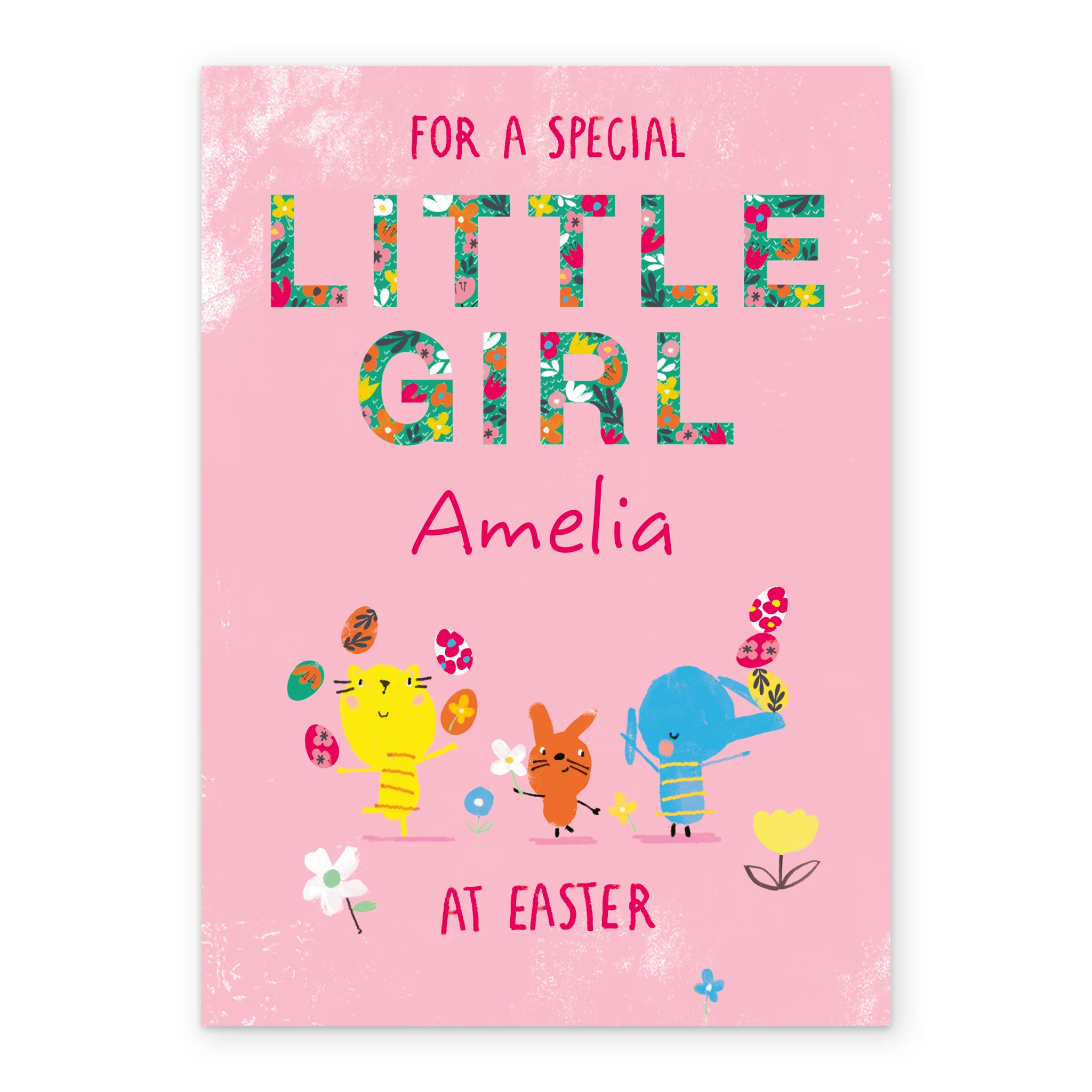 Personalised Colourful Animals Easter Card for A Special little Girl - Image 2