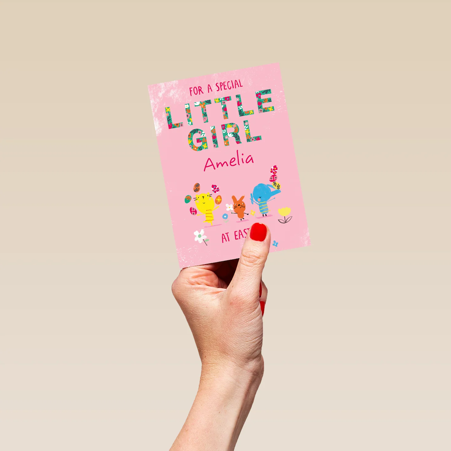Personalised Colourful Animals Easter Card for A Special little Girl - Image 4