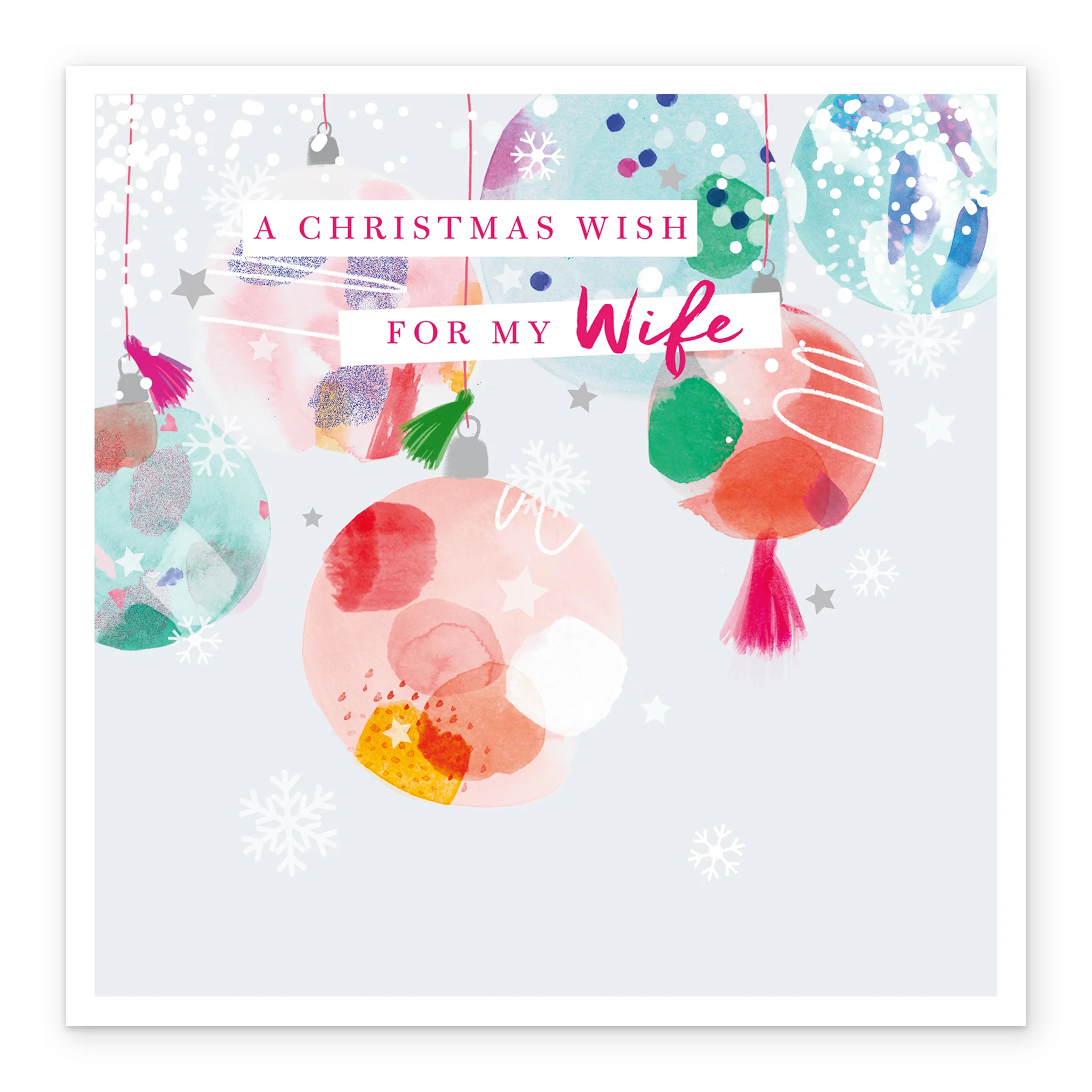 Personalised Colourful Baubles Christmas Card for Wife - Image 2