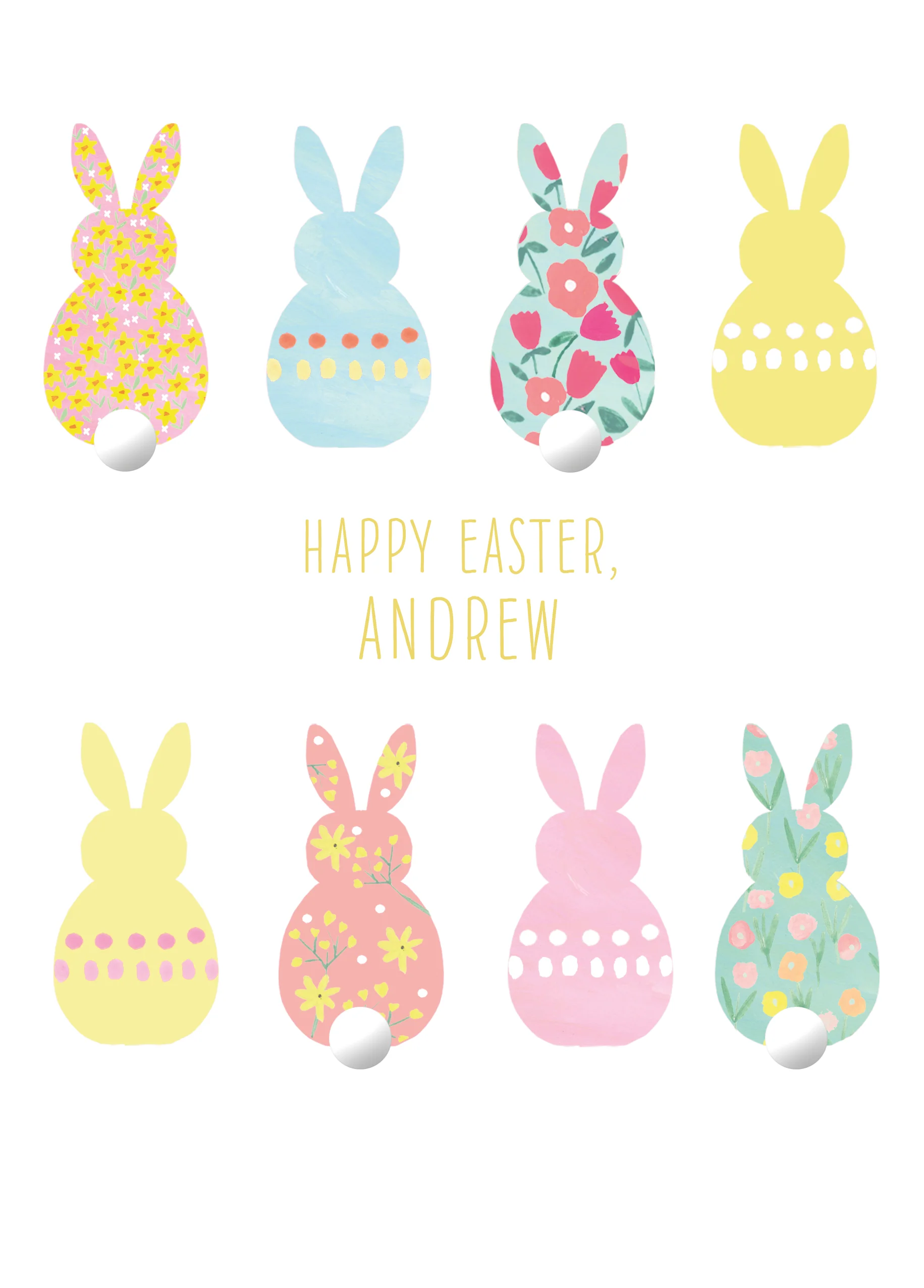 Personalised Colourful Bunnies Easter Card