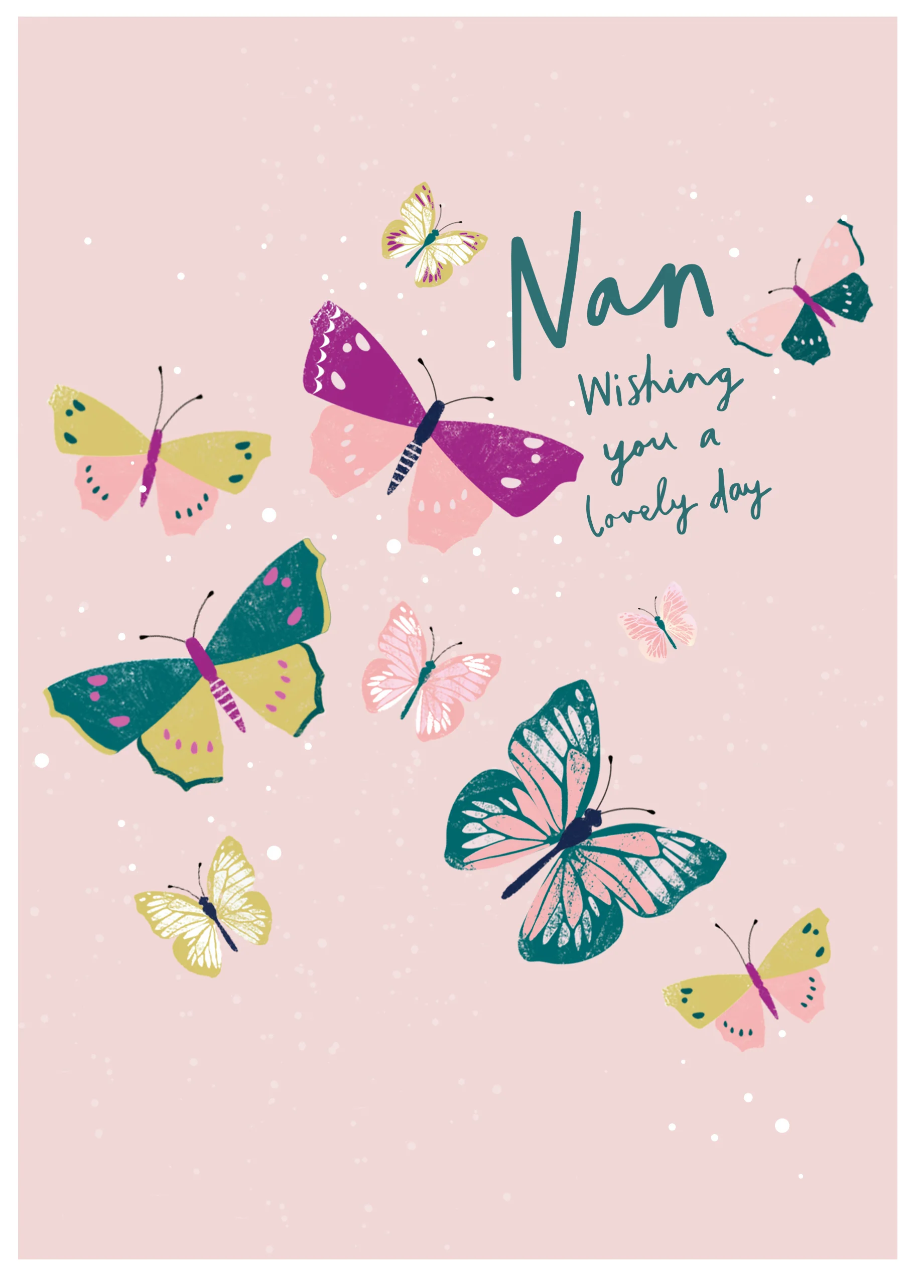 Personalised Colourful Butterflies Birthday Card For Nan