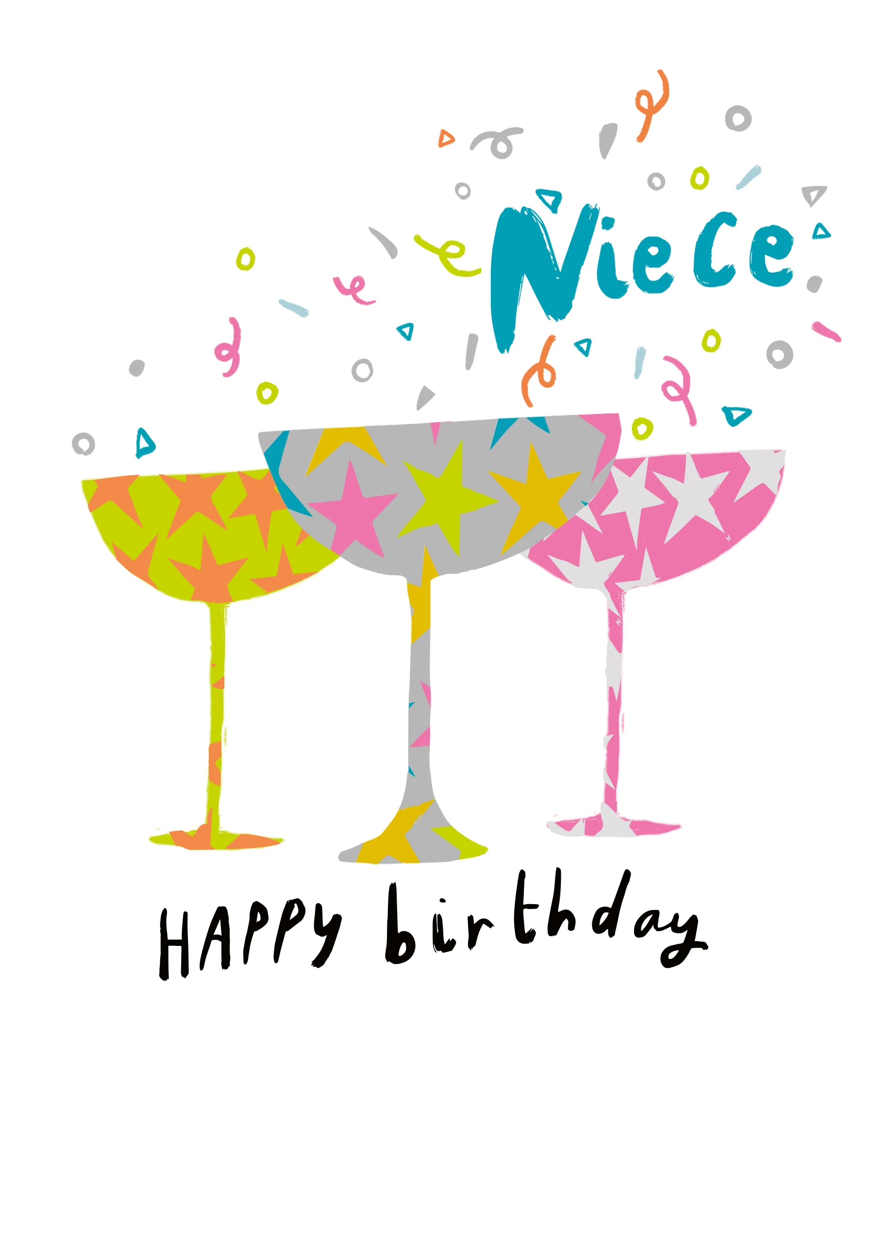 Personalised Colourful Cocktails Birthday Card For Niece