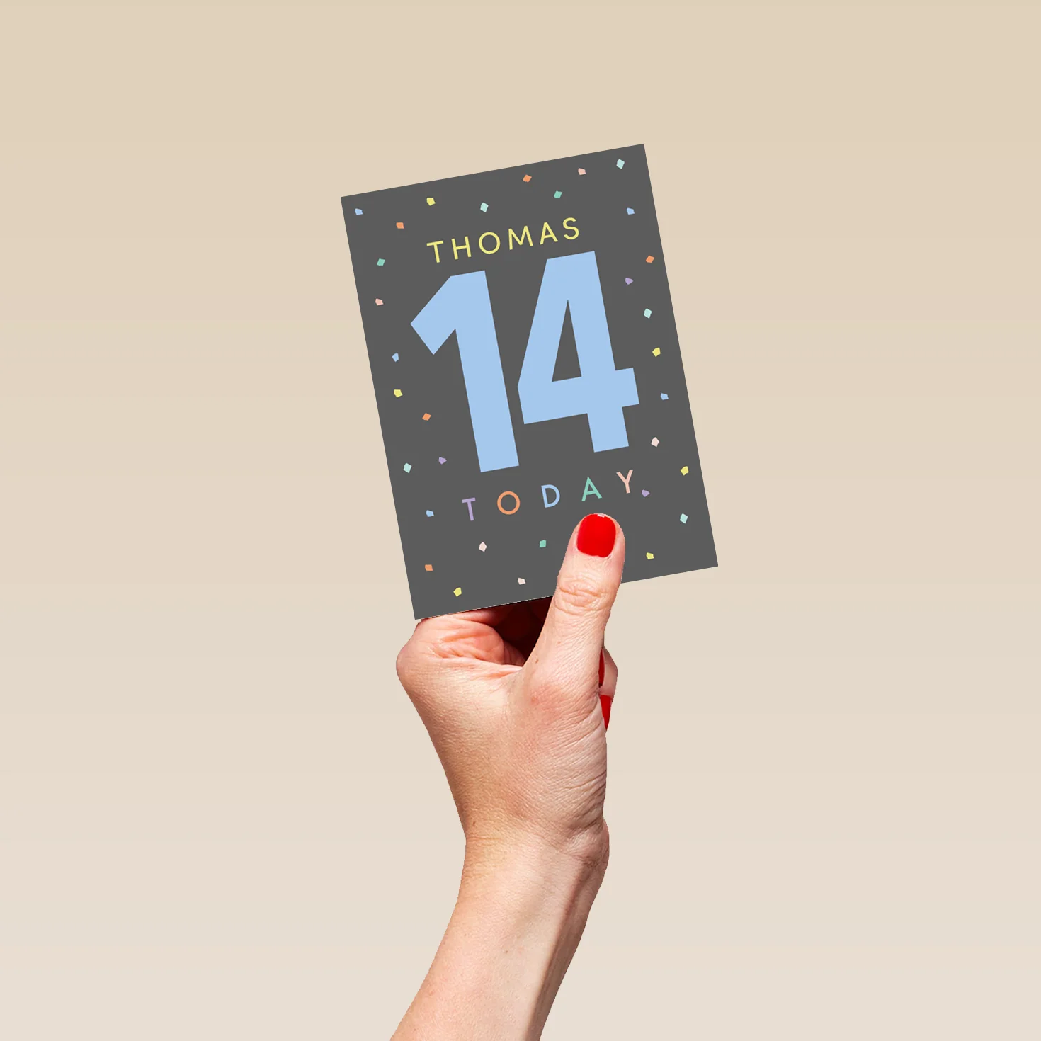 Personalised Colourful Confetti 14th Birthday Card - Image 4