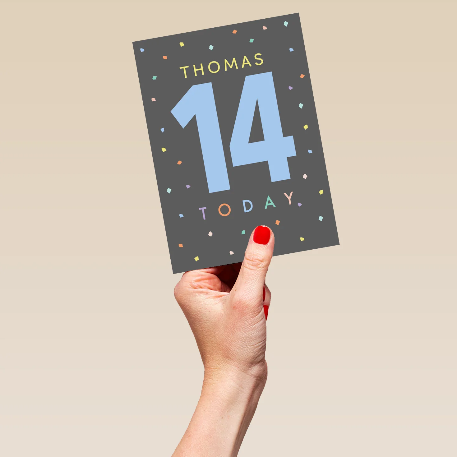 Personalised Colourful Confetti 14th Birthday Card - Image 5