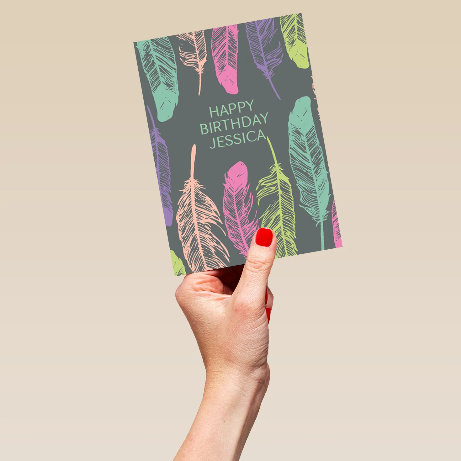 Personalised Colourful Feathers Birthday Card - Image 5
