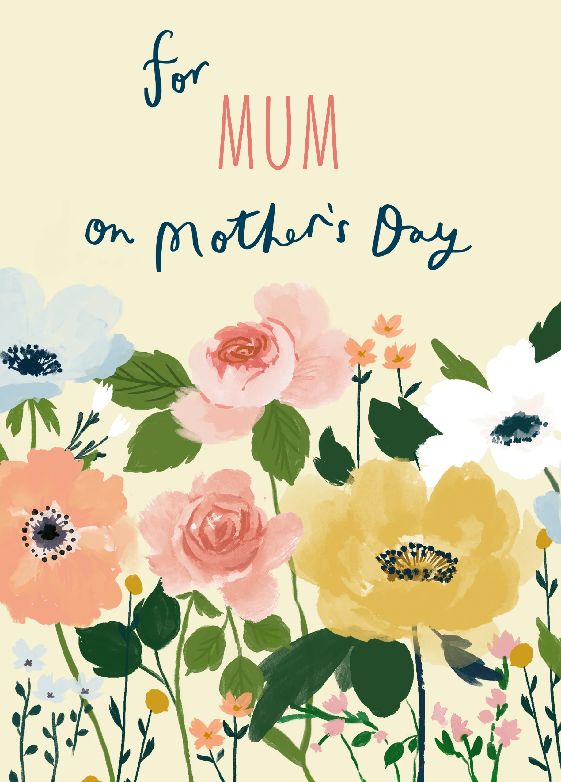 Personalised Colourful Field Flowers Mother's Day Card For Mum