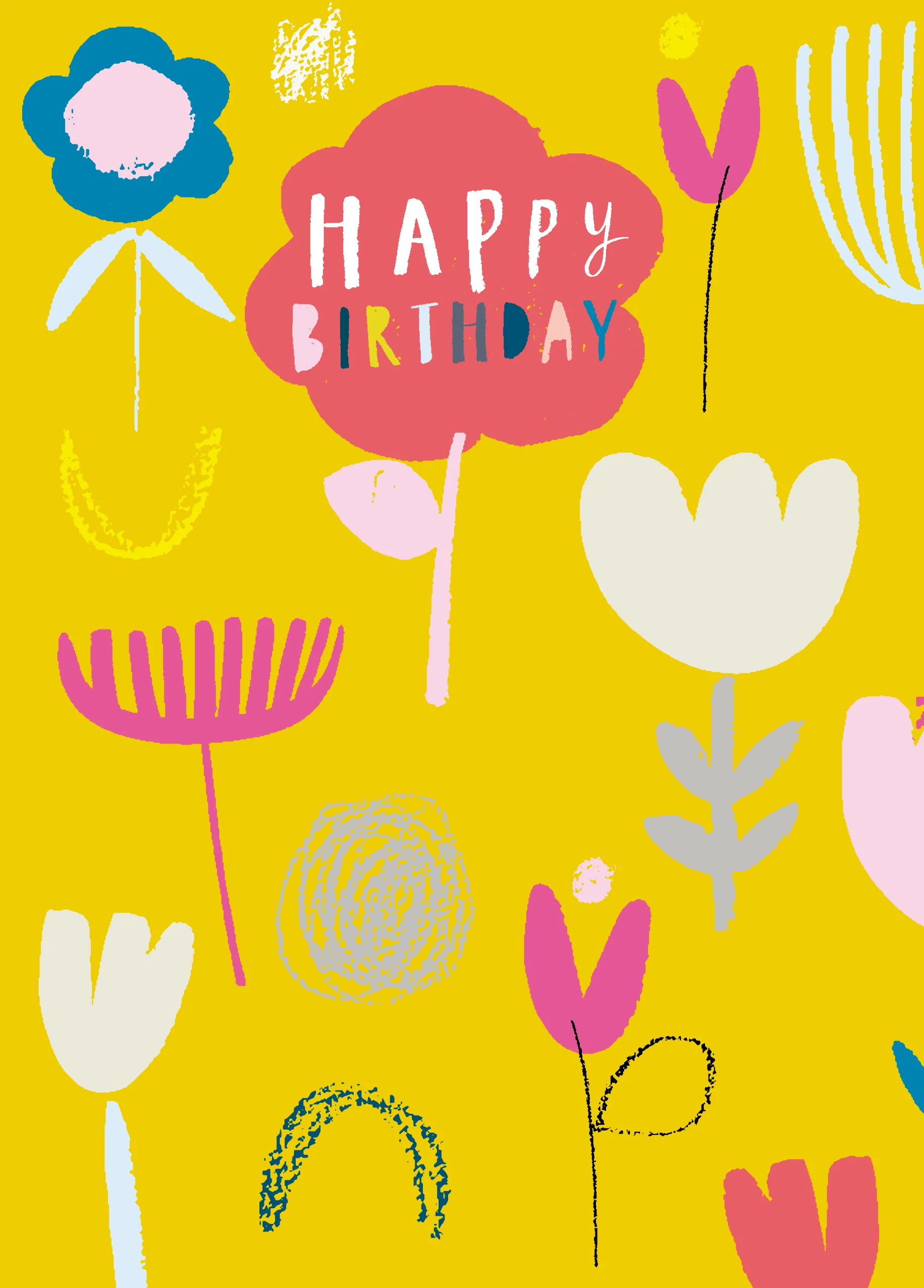 Personalised Colourful Floral Birthday Card
