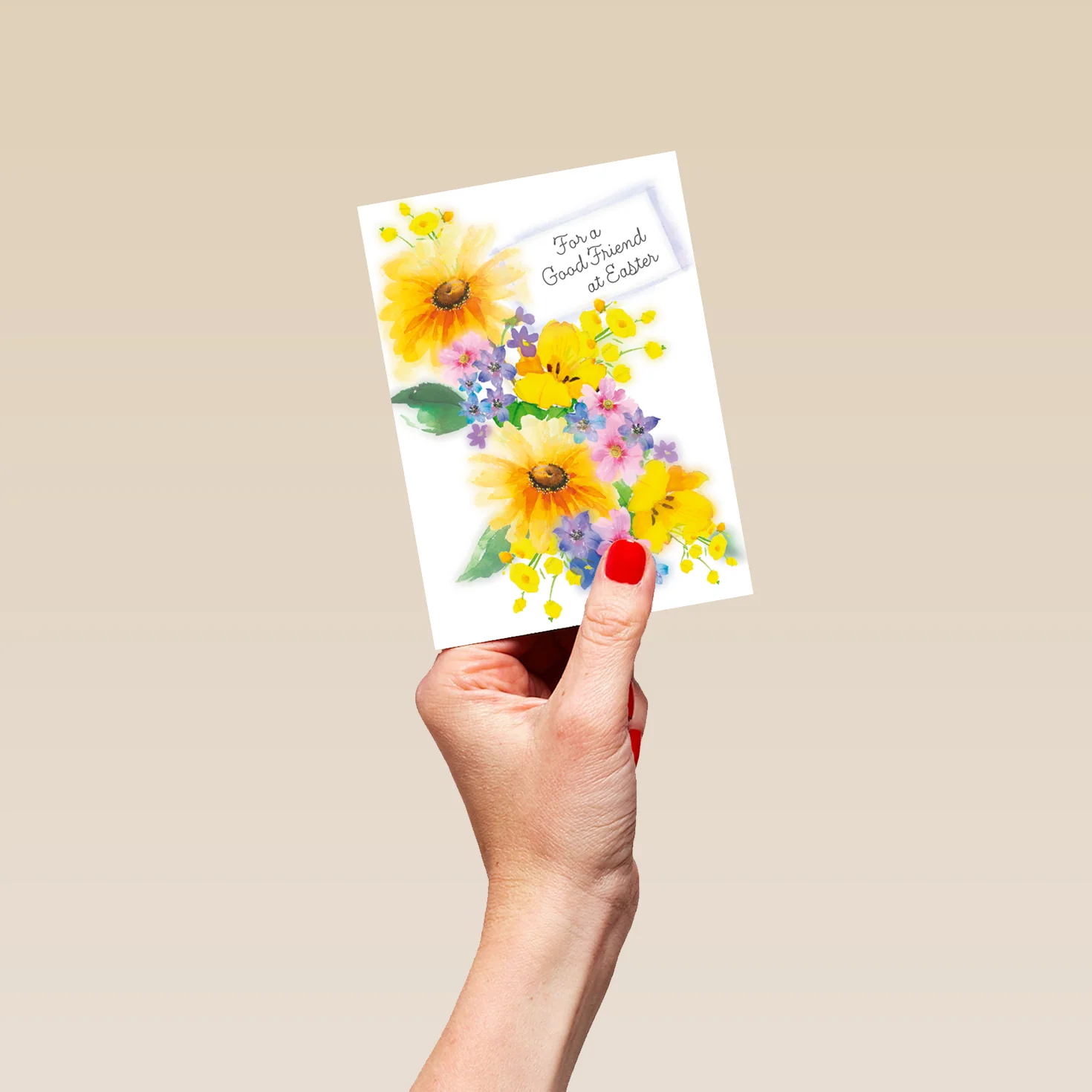 Personalised Colourful Flowers Good Friend Easter Card - Image 4