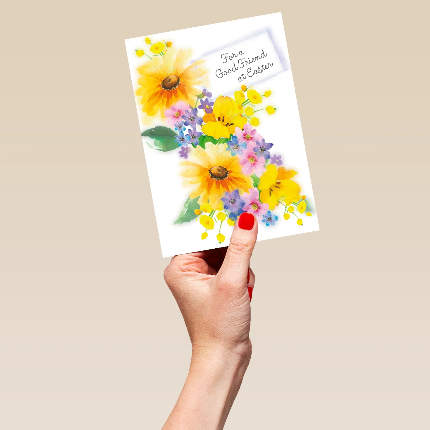 Personalised Colourful Flowers Good Friend Easter Card - Image 5