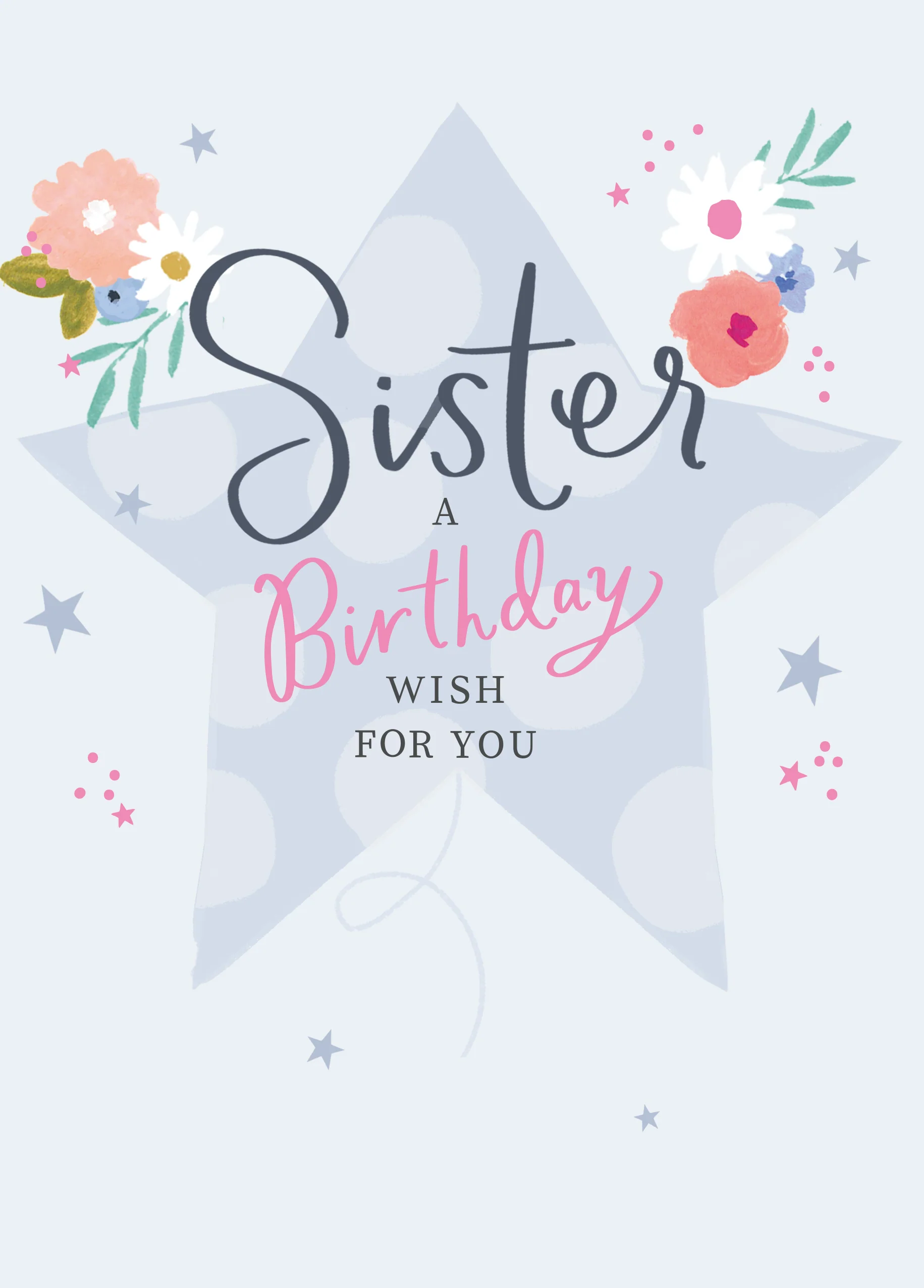 Personalised Colourful Flowers Sister Birthday Card
