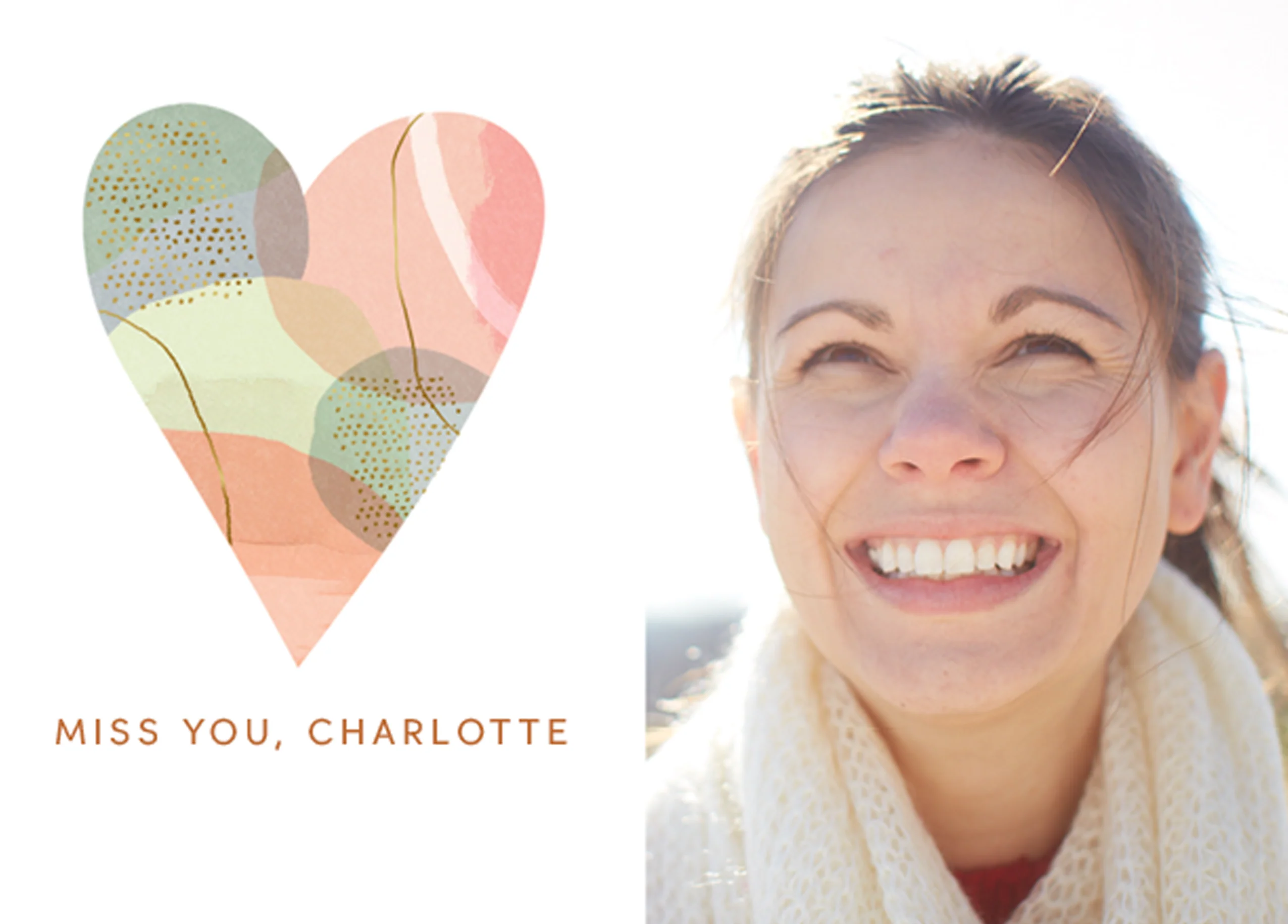 Personalised Colourful Heart Miss You Photo Card