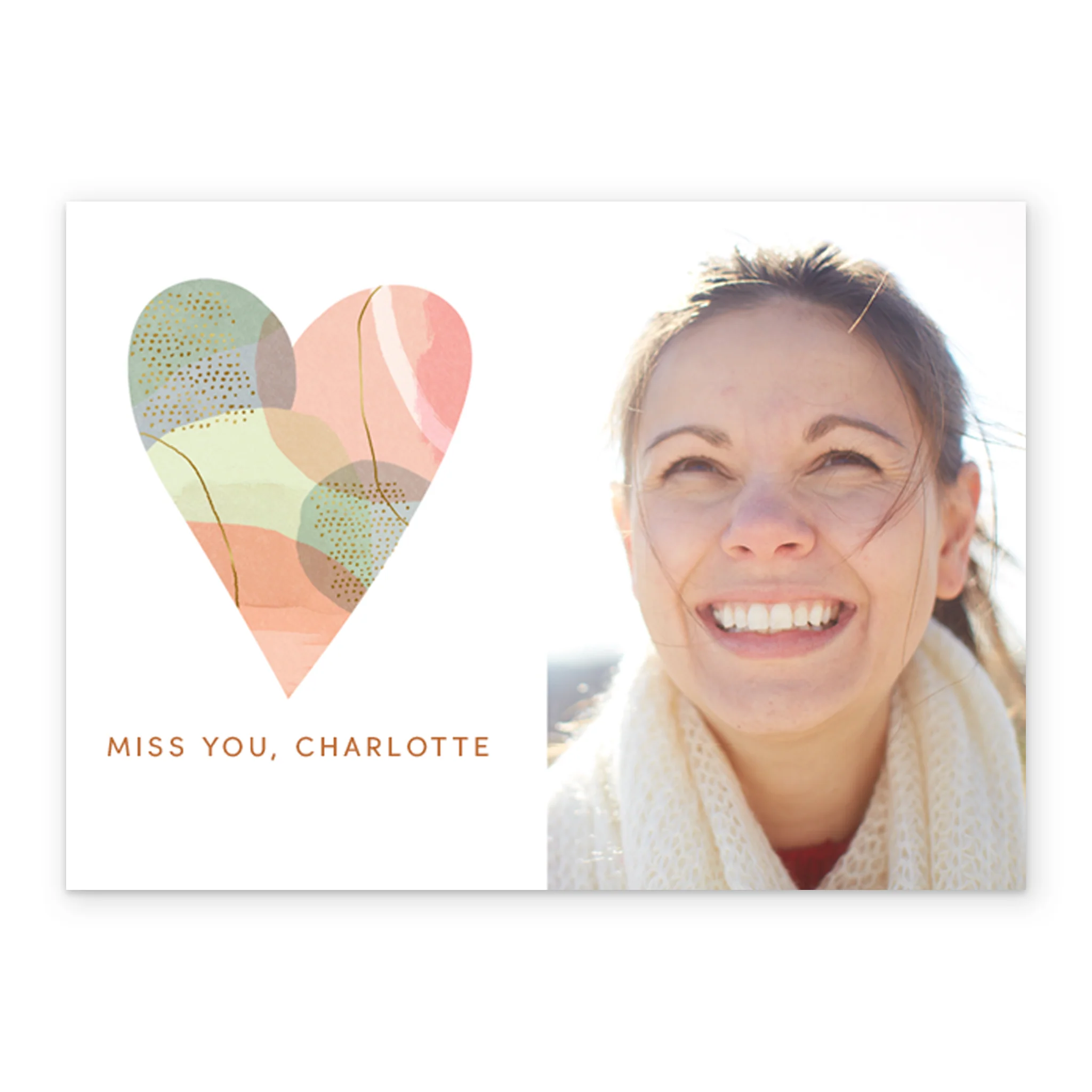 Personalised Colourful Heart Miss You Photo Card - Image 2