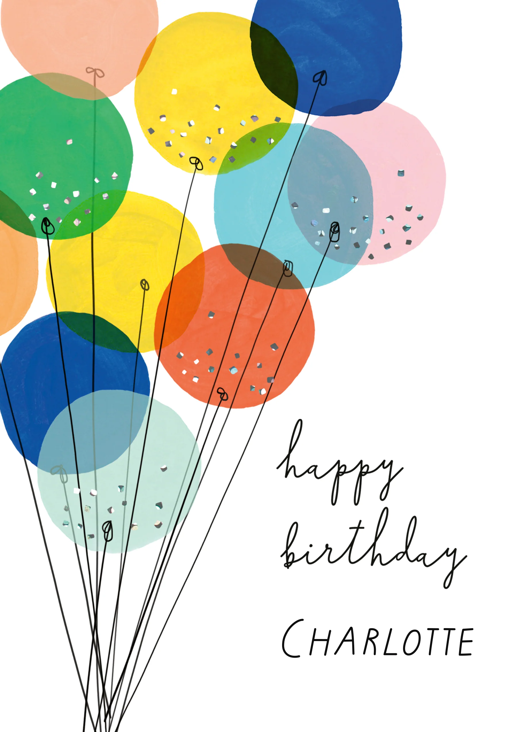 Personalised 'Colourful Illustrated Balloons' Birthday Card