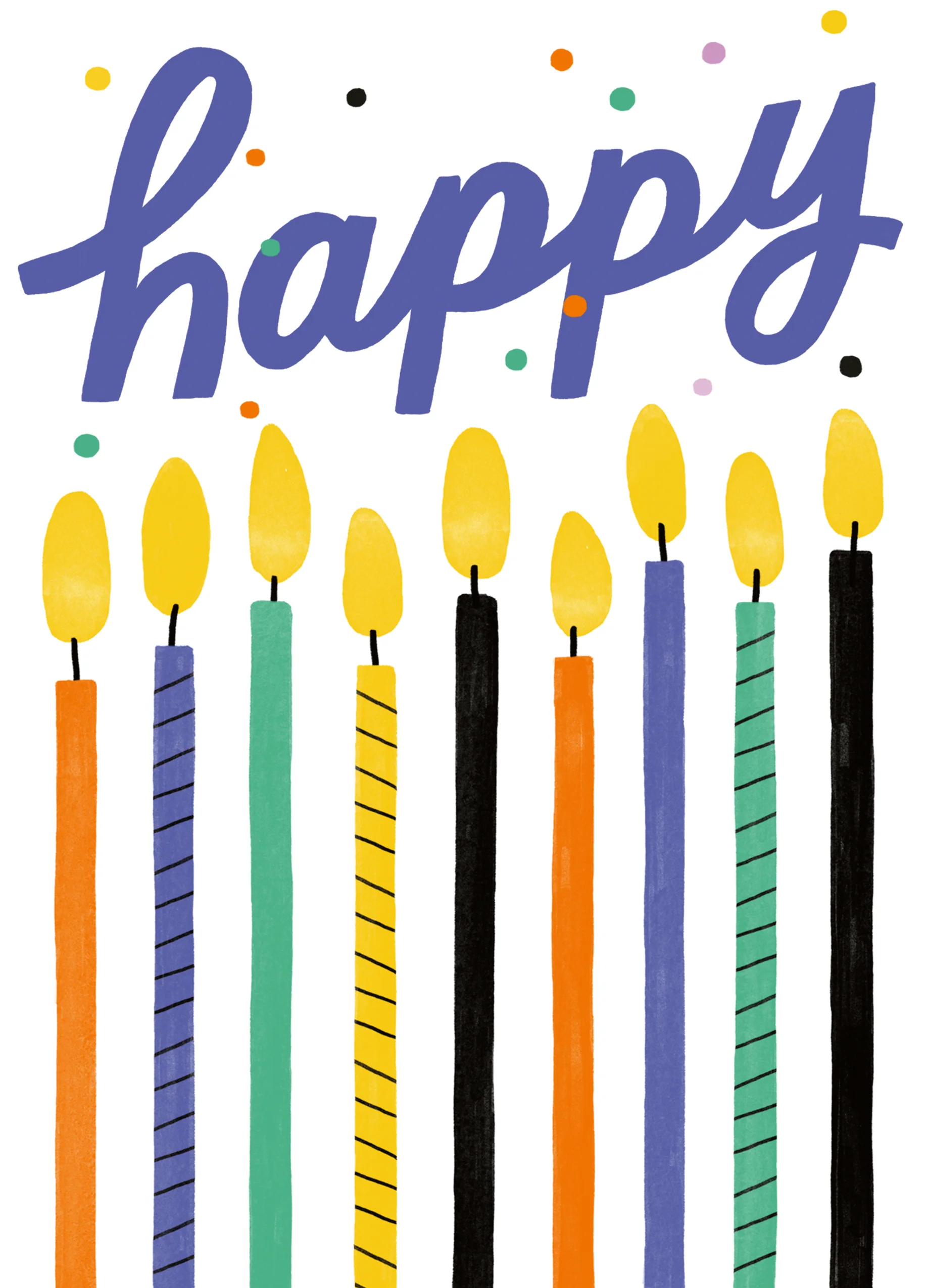 Personalised 'Colourful Illustrated Candles' Birthday Card