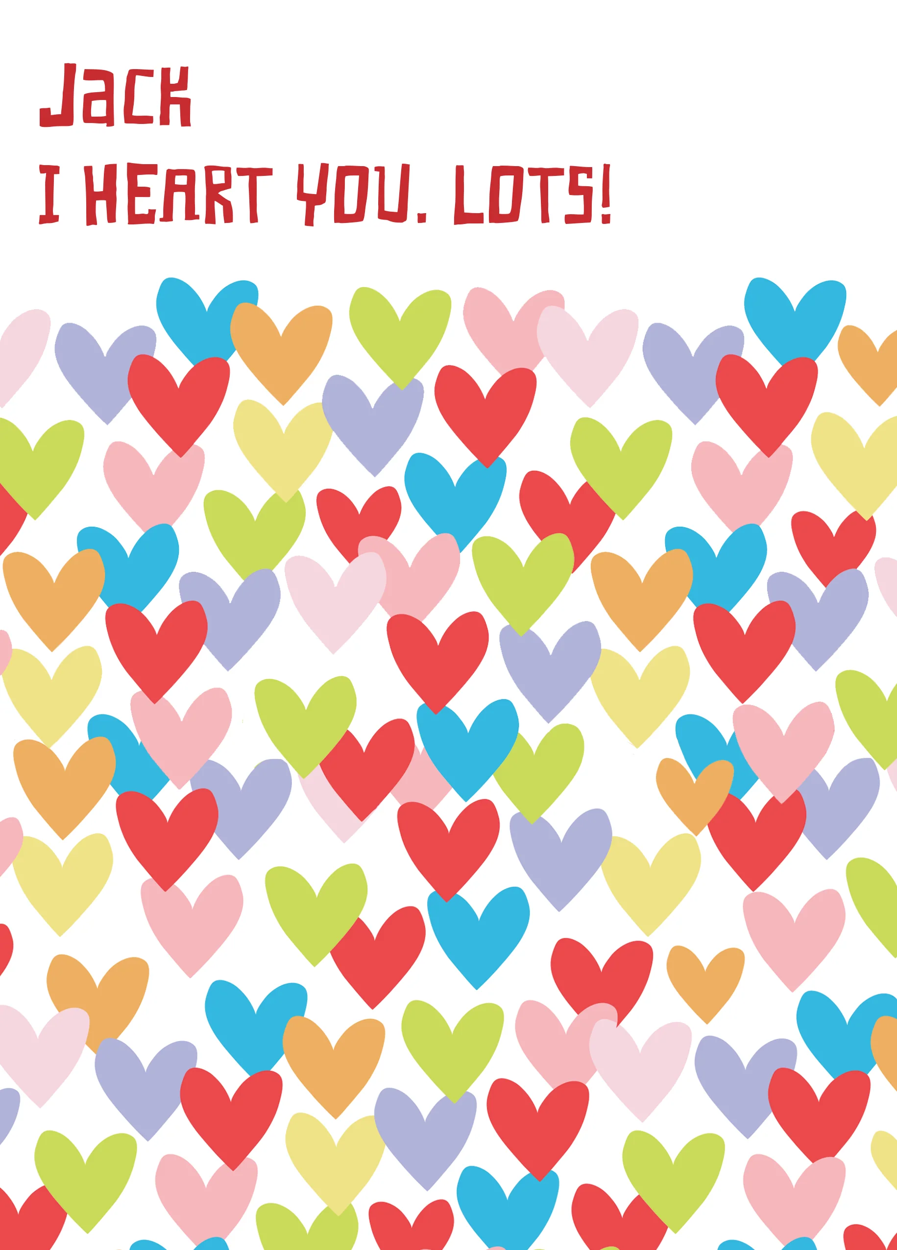 Personalised Colourful Love Hearts Valentine's Day Card