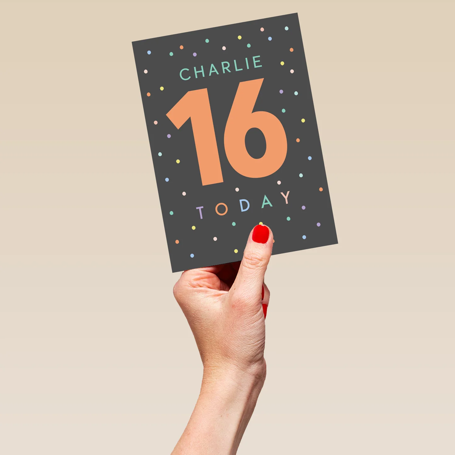 Personalised Colourful Polka Dots 16th Birthday Card - Image 5