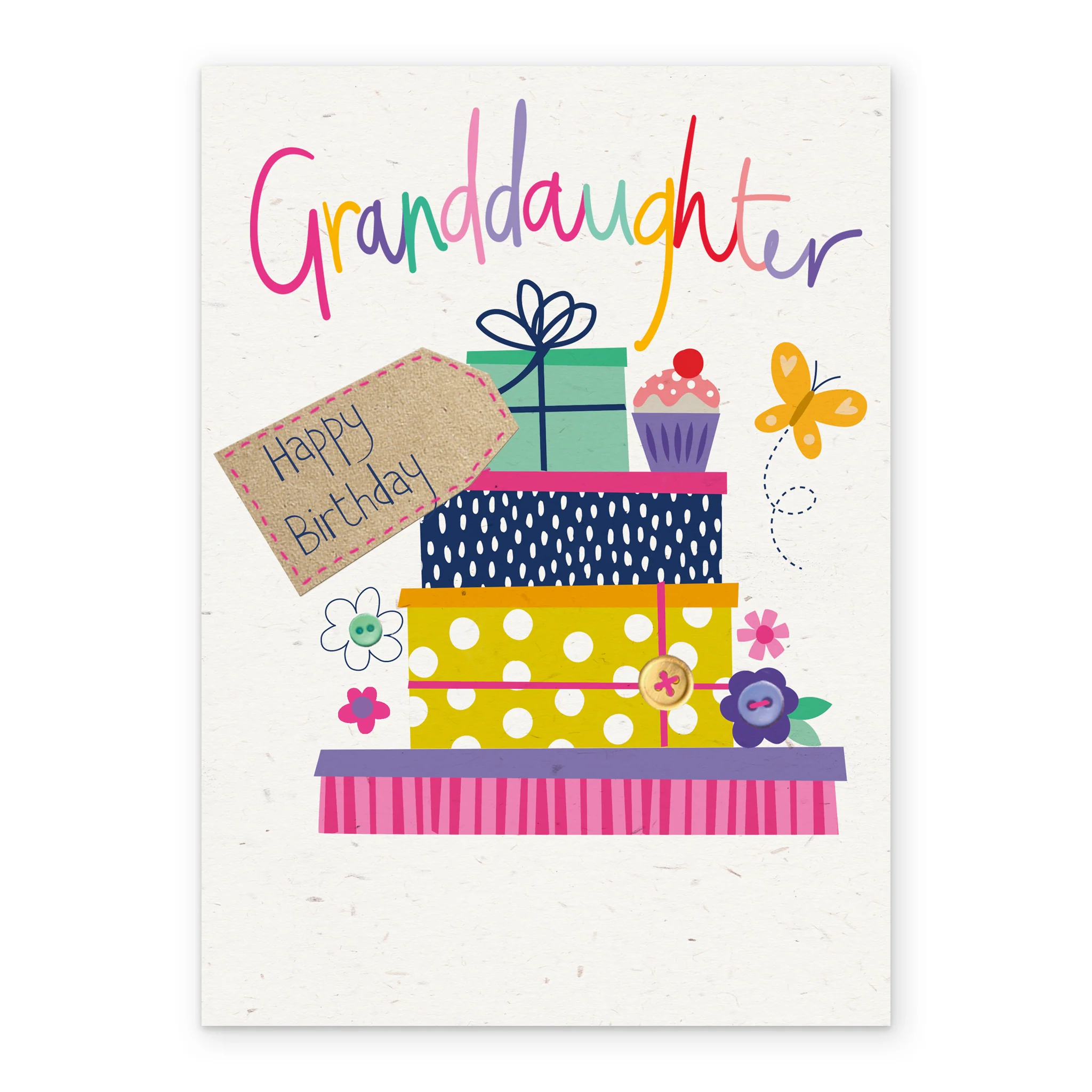 Personalised Colourful Presents Birthday Card For Granddaughter - Image 2