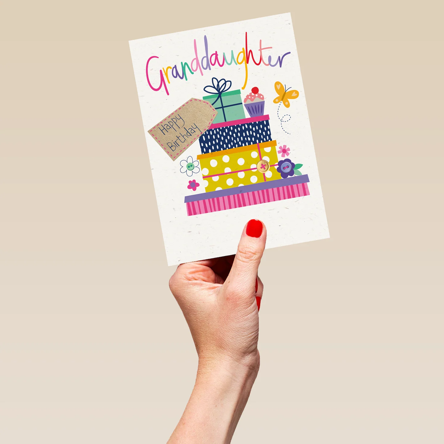 Personalised Colourful Presents Birthday Card For Granddaughter - Image 5