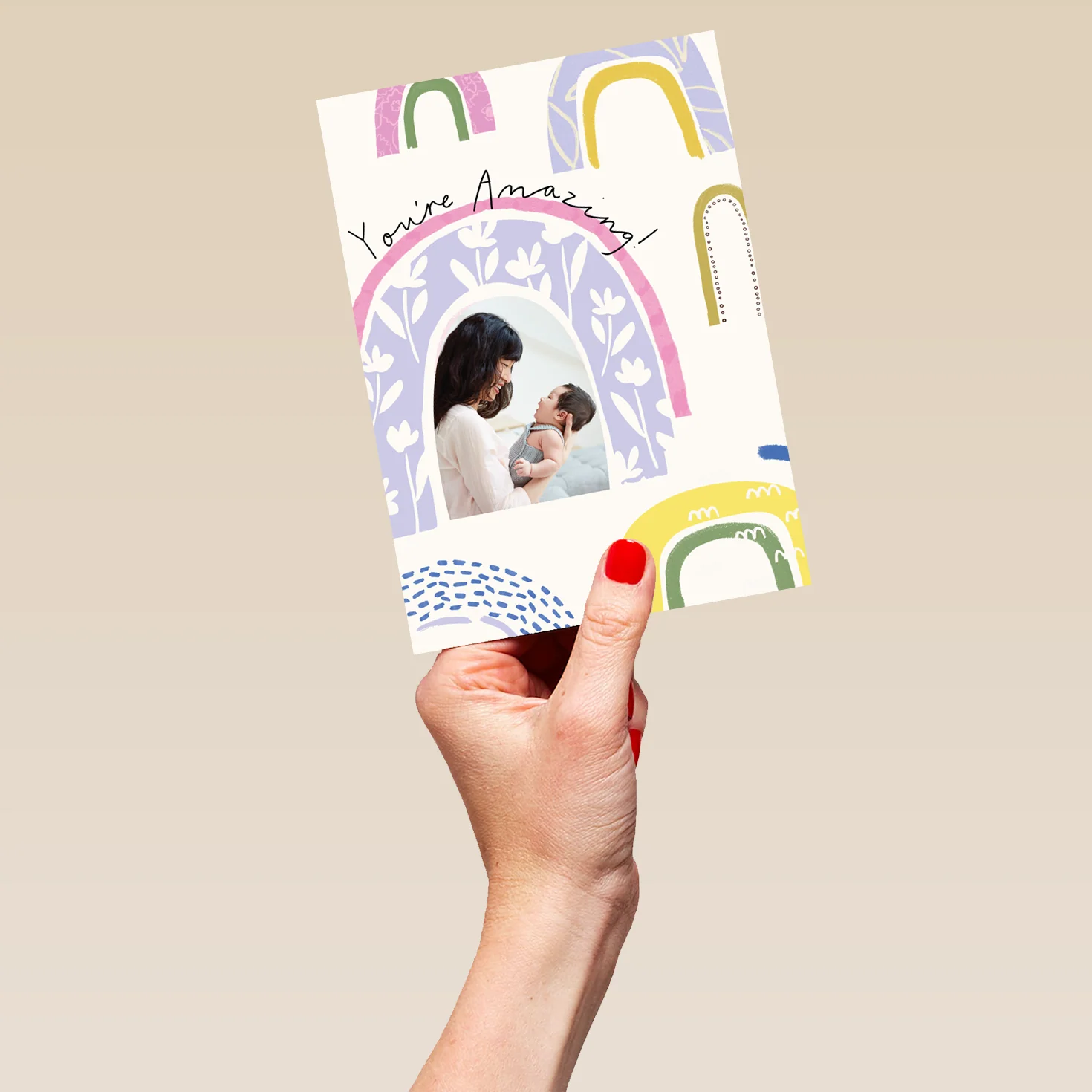 Personalised Colourful Rainbow Pattern Mother's Day Photo Upload Card - Image 5