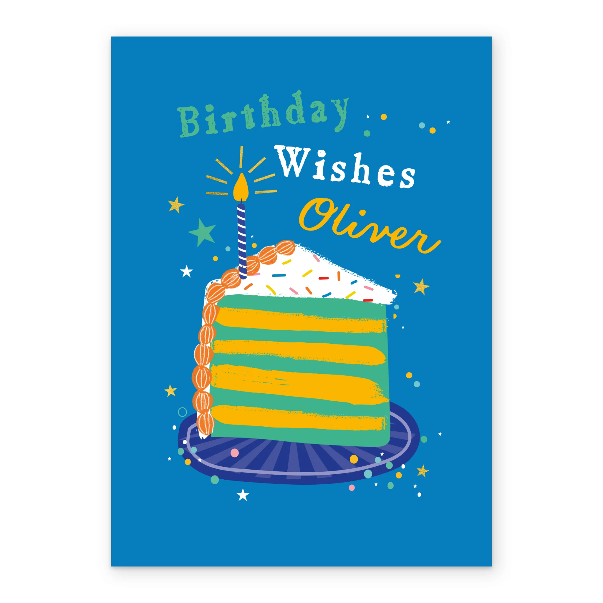 Personalised Colourful Slice of Cake Design Birthday Card - Image 2