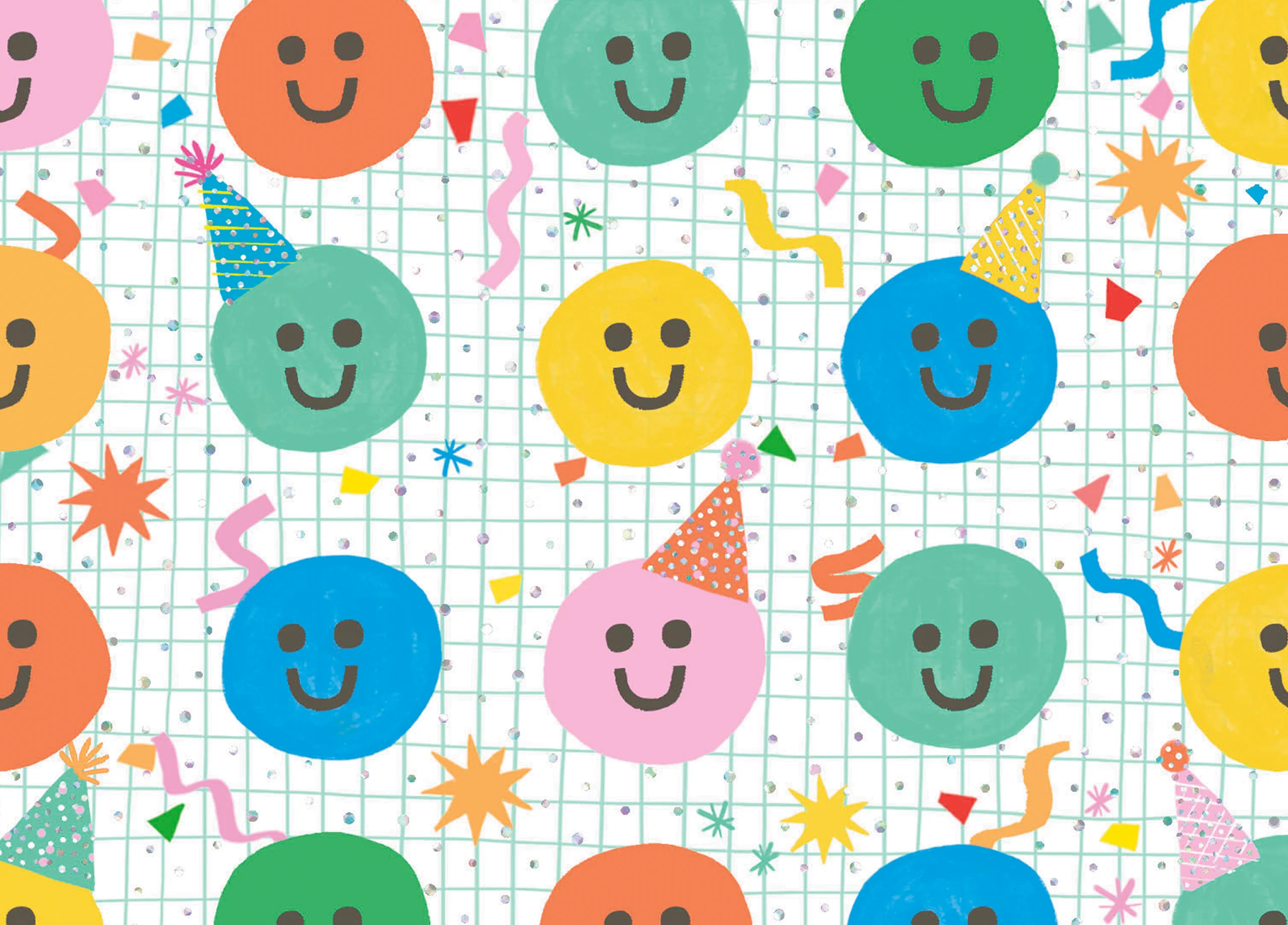 Personalised Colourful Smiley Faces Birthday Card