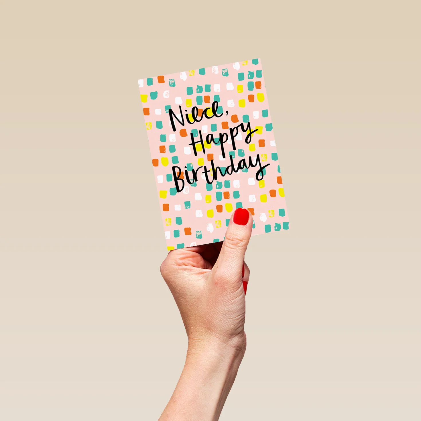 Personalised Colourful Squares Card For Niece - Image 4