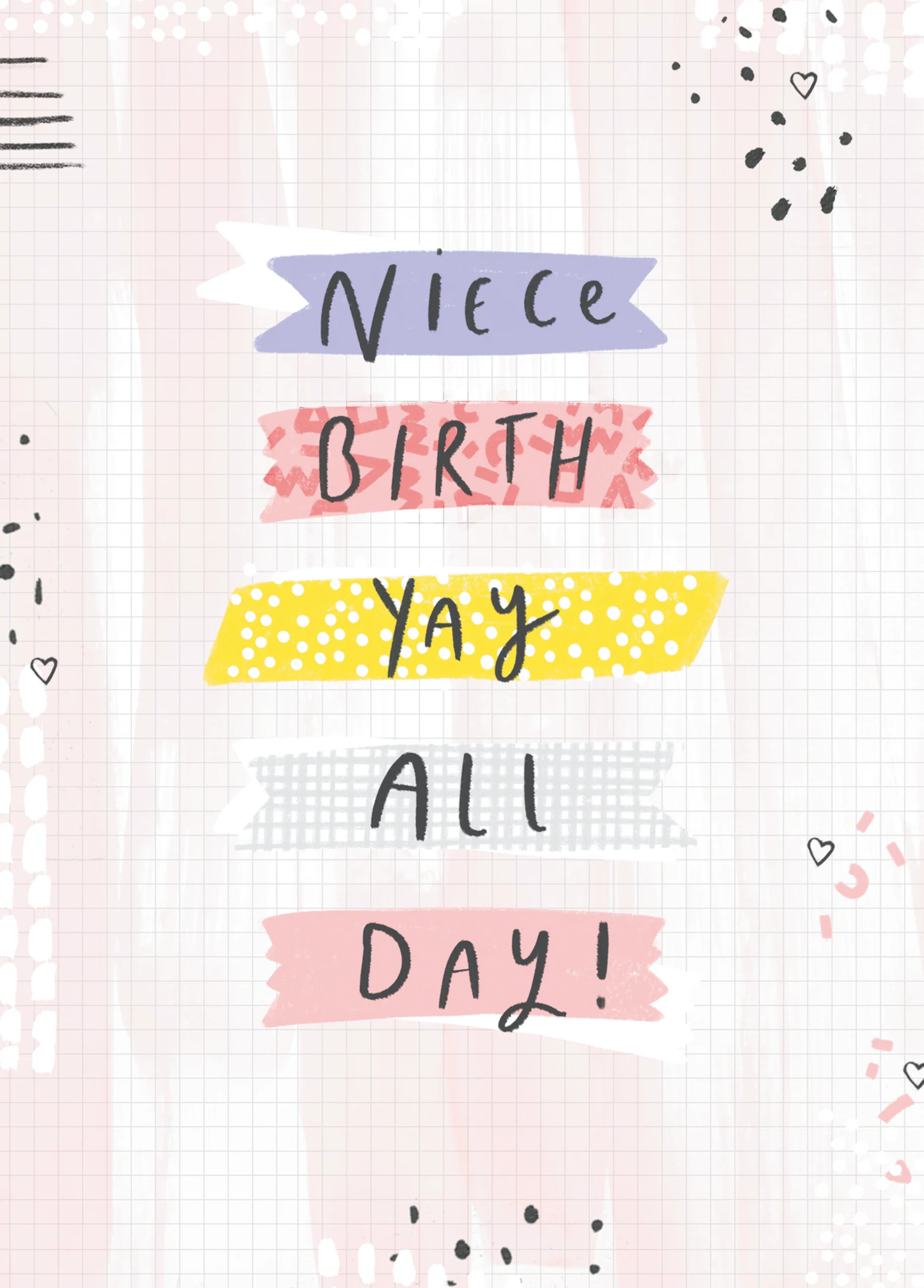 Personalised Colourful Stripe Text Birthday Card For Niece