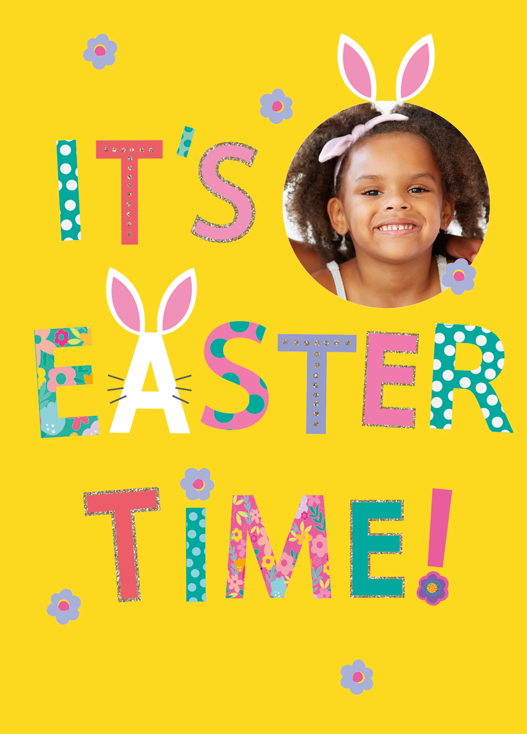 Personalised Colourful Text Photo Upload Easter Card for Kids