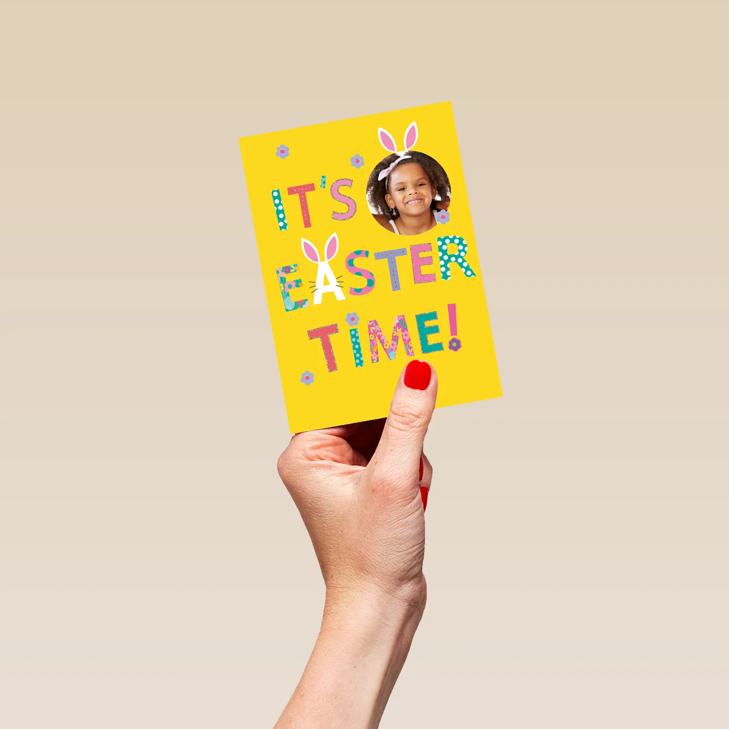 Personalised Colourful Text Photo Upload Easter Card for Kids - Image 4