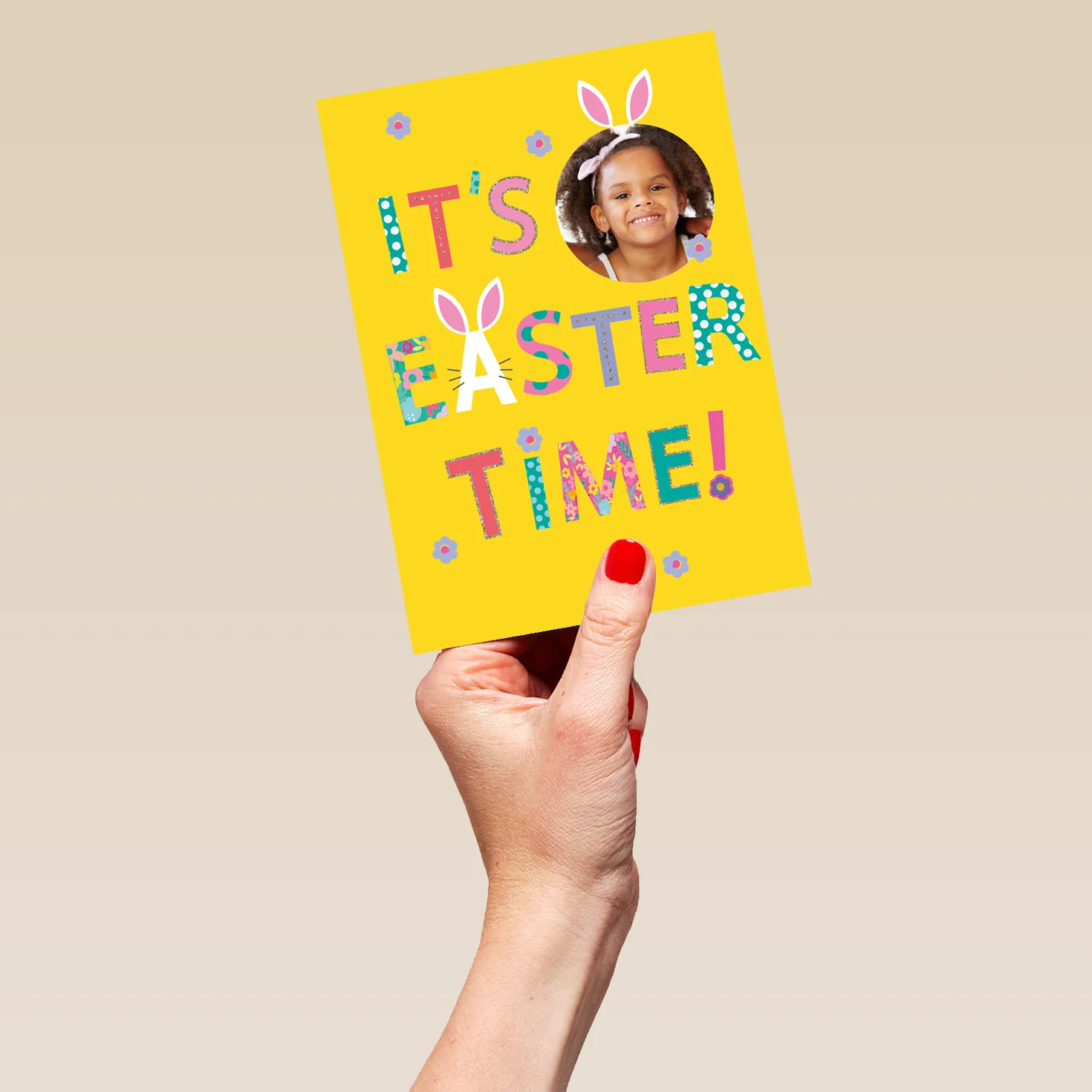 Personalised Colourful Text Photo Upload Easter Card for Kids - Image 5
