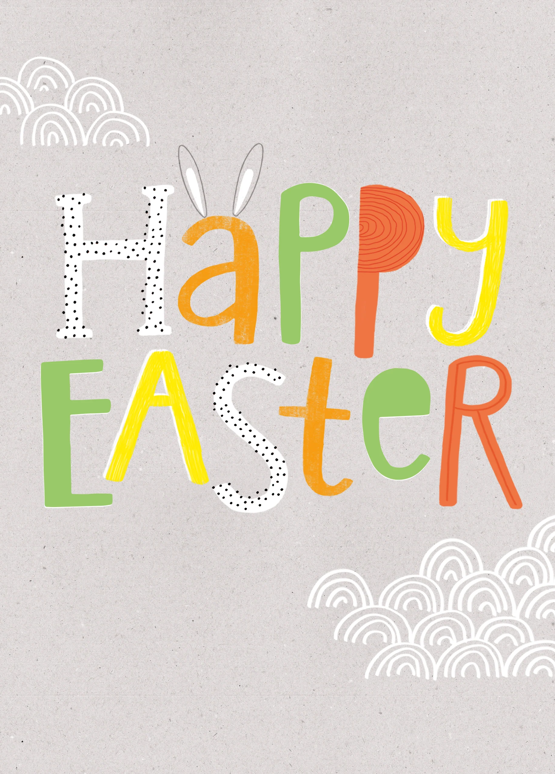 Personalised Colourful Text With Bunny Ears Easter Card