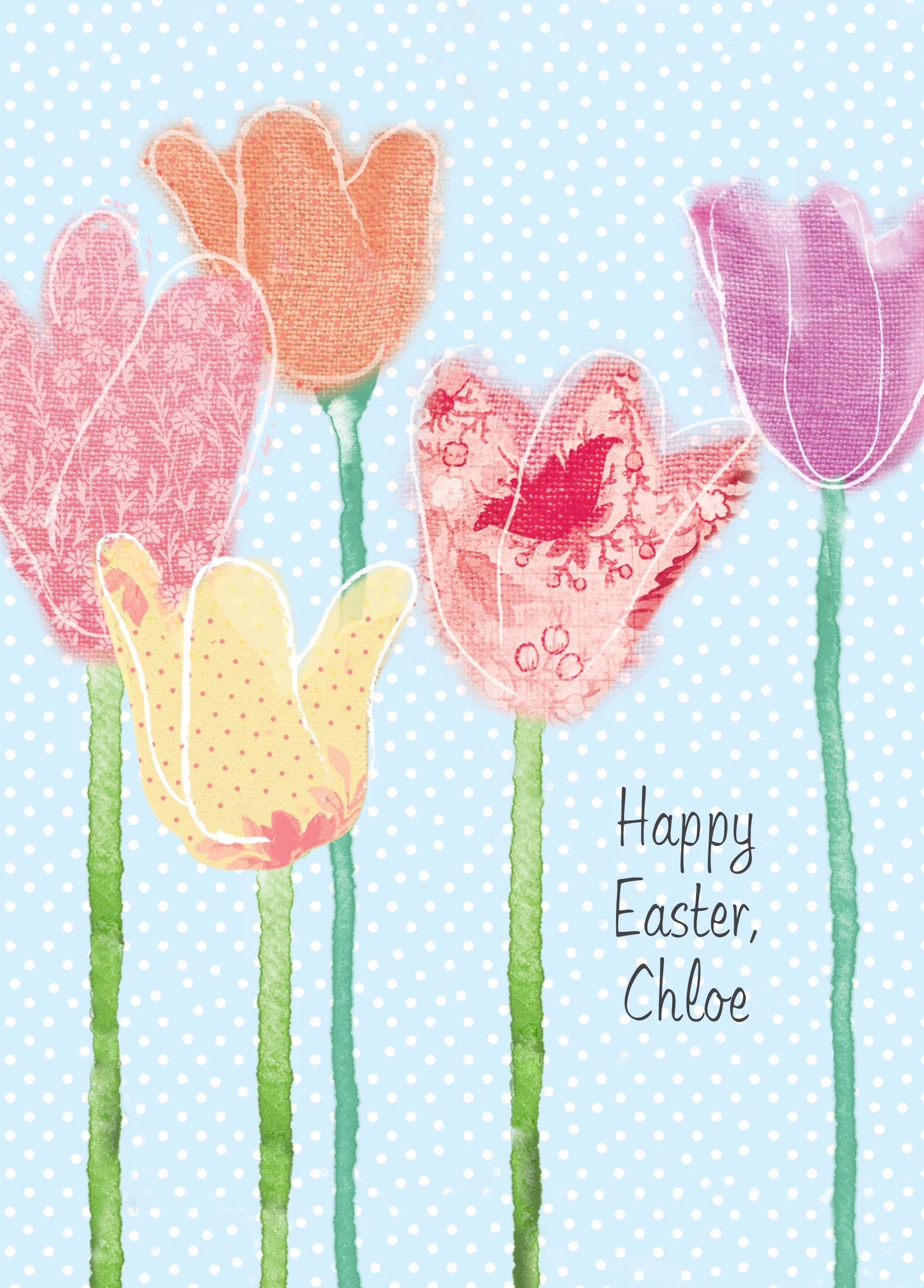 Personalised Colourful Tulips Easter Card