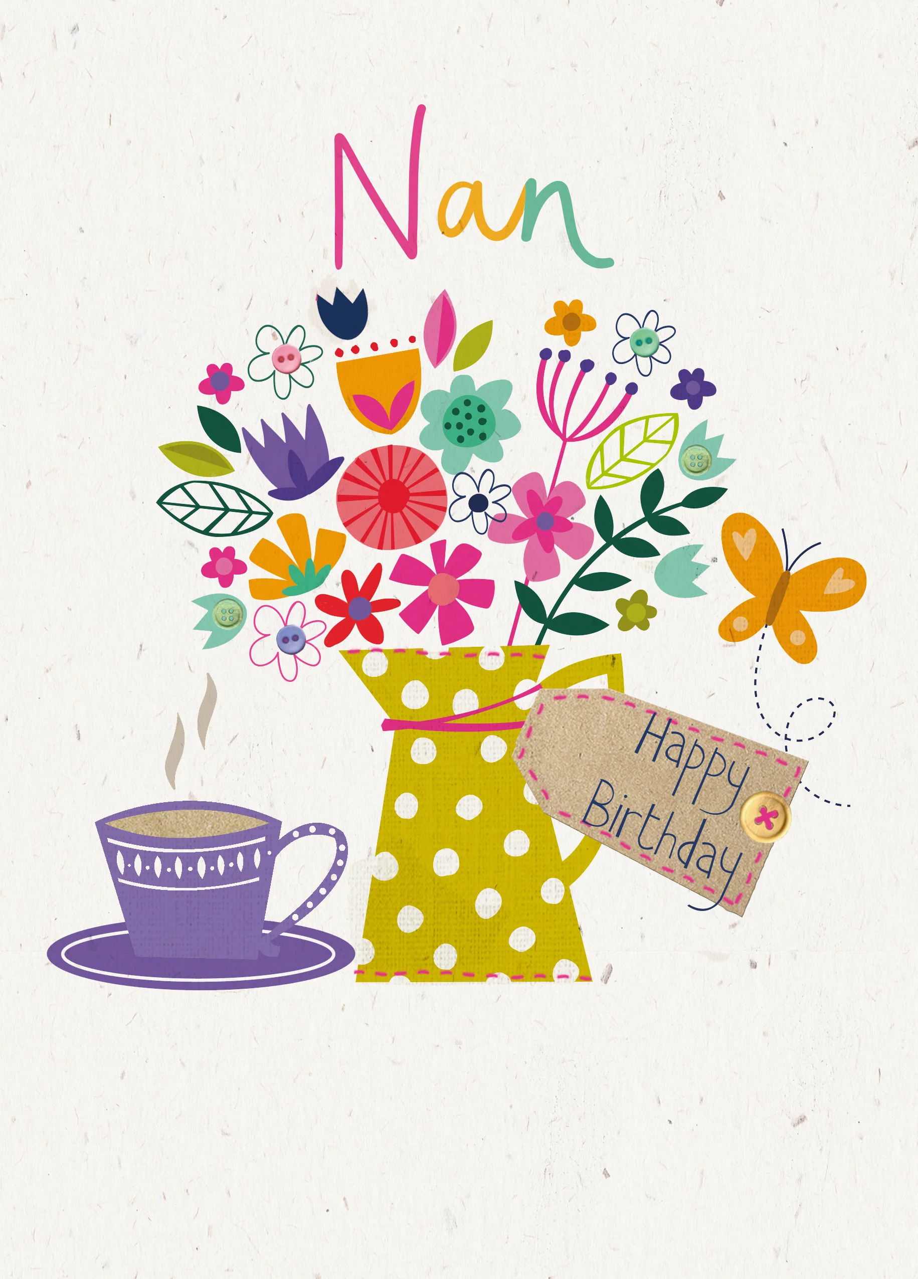 Personalised Colourful Vase Of Flowers Birthday Card For Nan