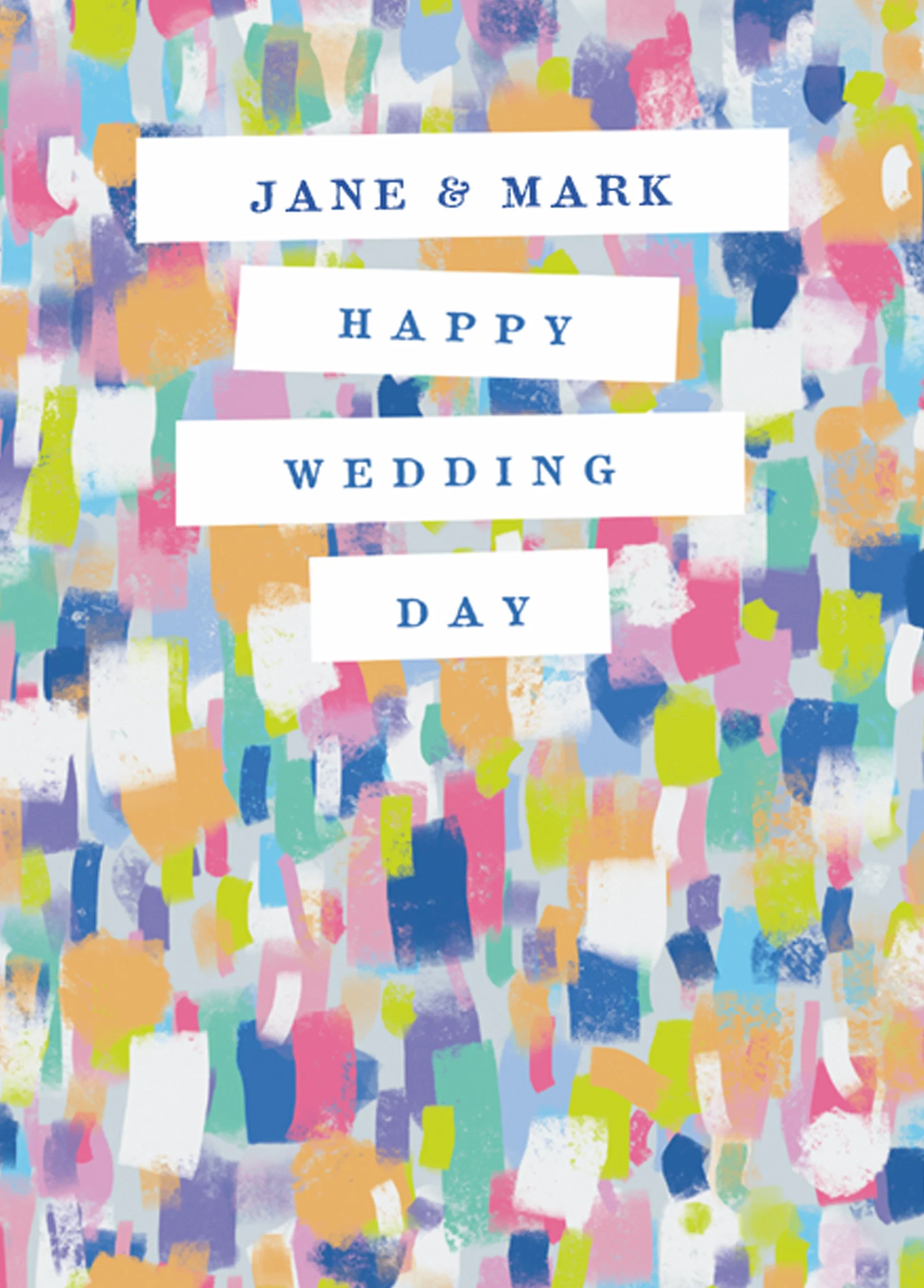 Personalised Colourful Wedding Day Card