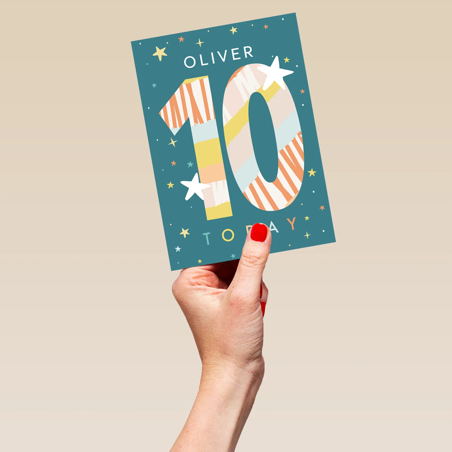 Personalised Confetti Stars 10th Birthday Card - Image 5