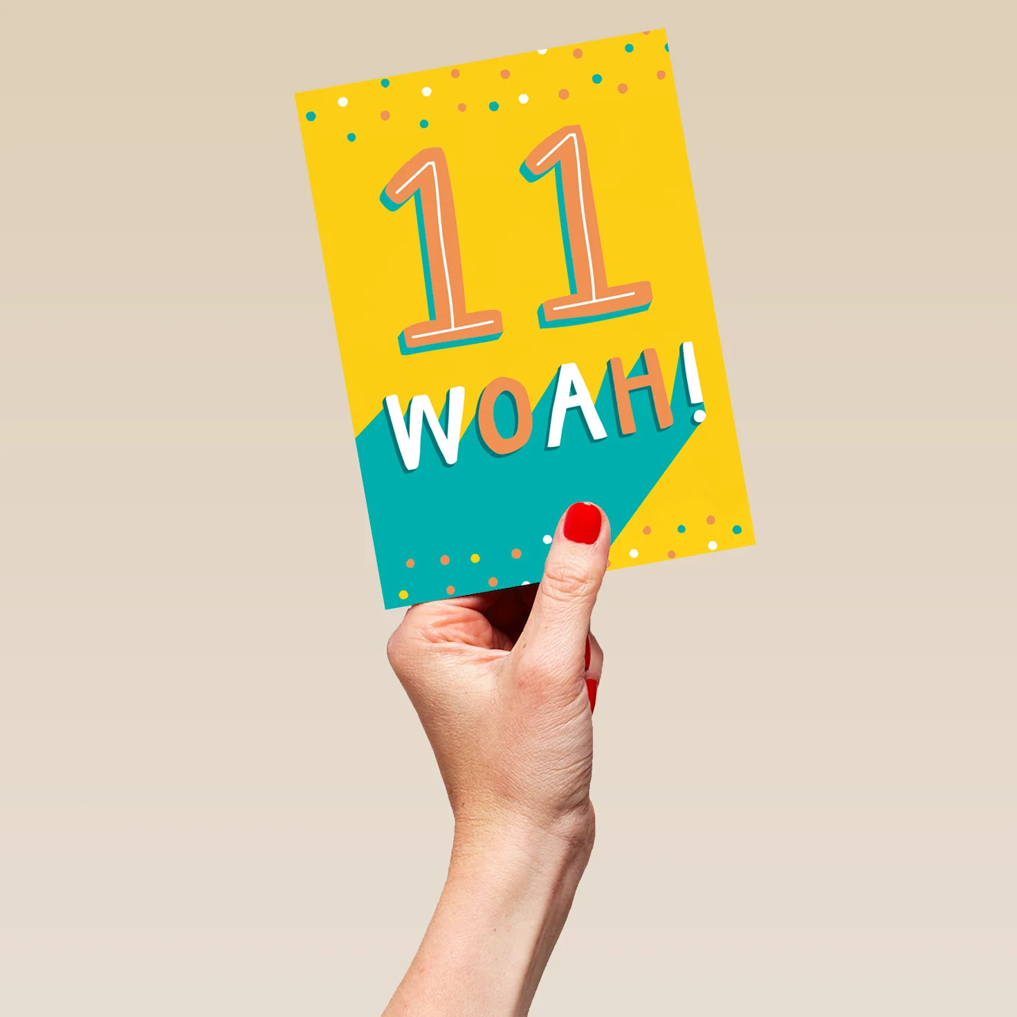 Personalised Confetti Yellow Whoa 11th Birthday Card - Image 5