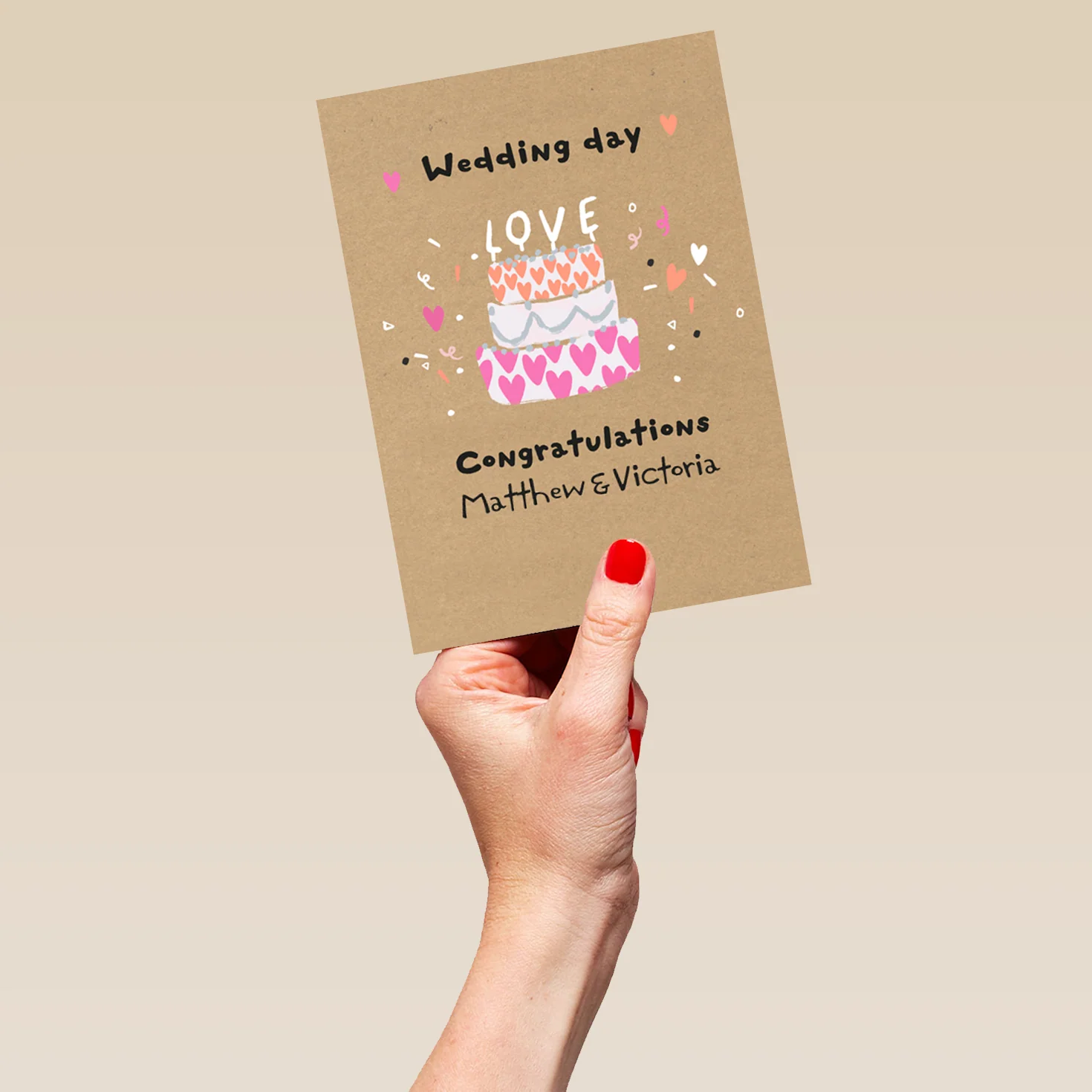 Personalised Congratulations Love Cake Wedding Card - Image 5