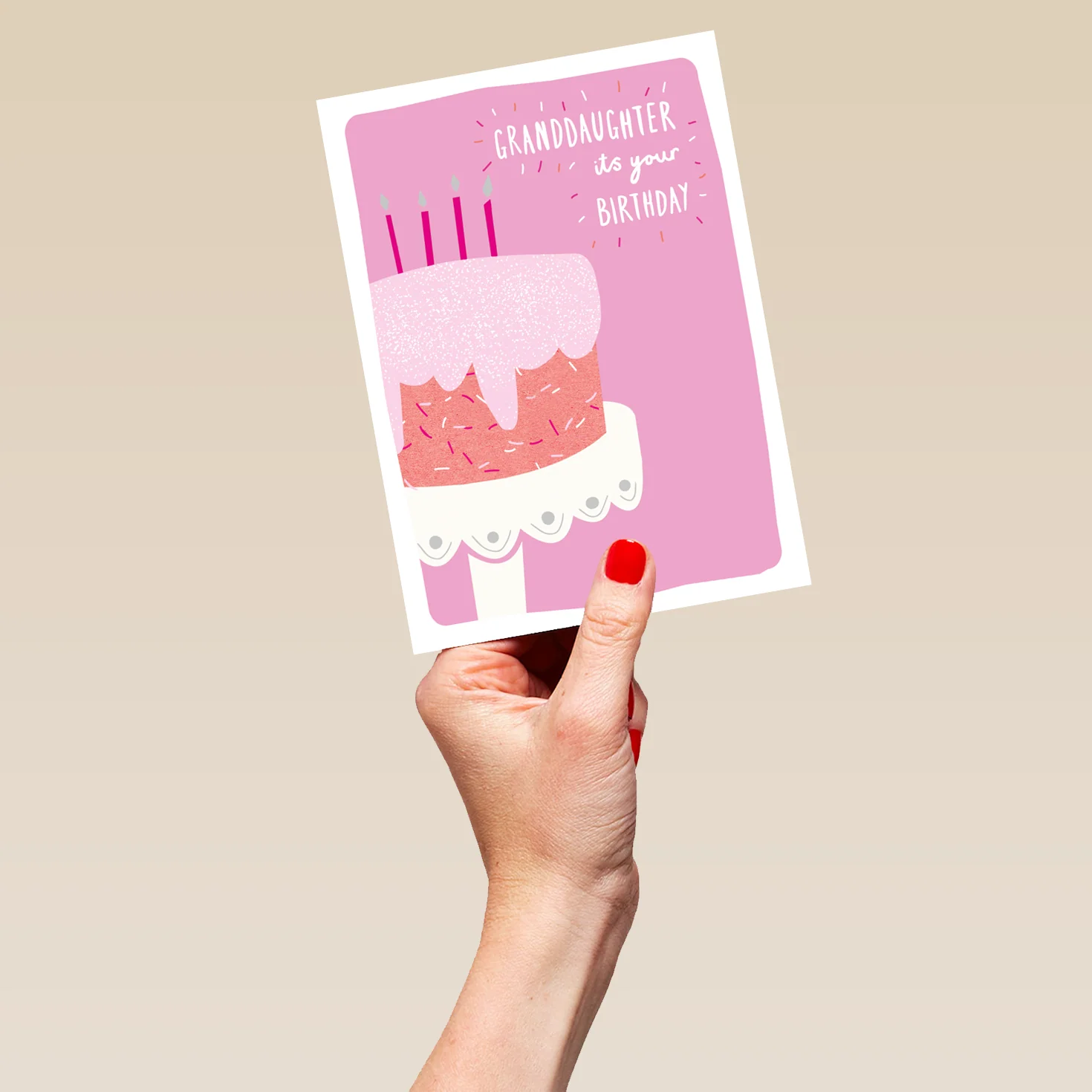 Personalised Contemporary Birthday Cake Card For Granddaughter - Image 5