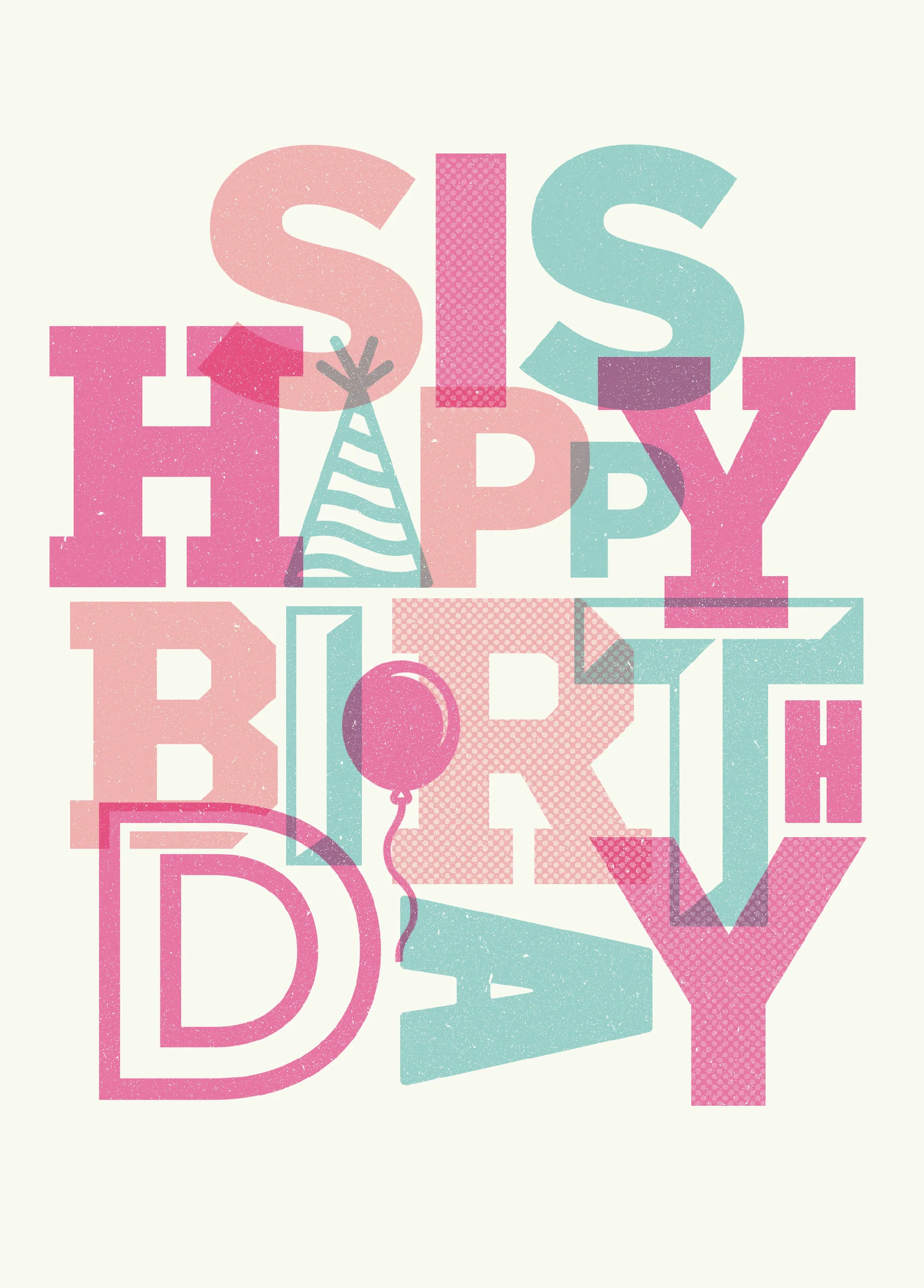 Personalised Contemporary Birthday Card For Sister