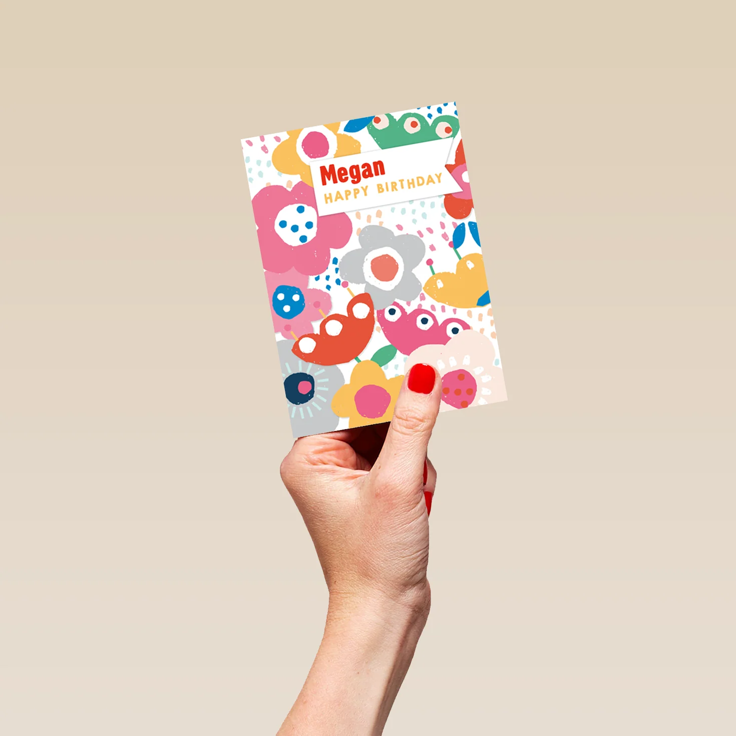 Personalised Contemporary Birthday Editable Colourful Flowers Card - Image 4