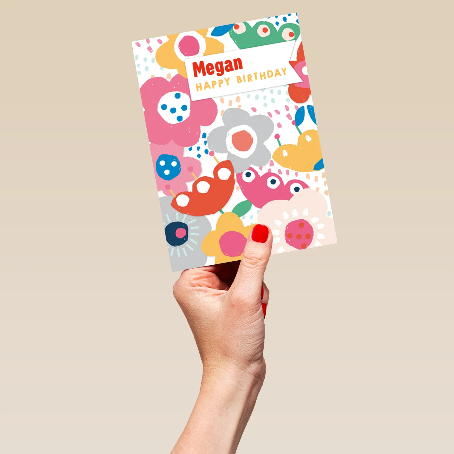 Personalised Contemporary Birthday Editable Colourful Flowers Card - Image 5