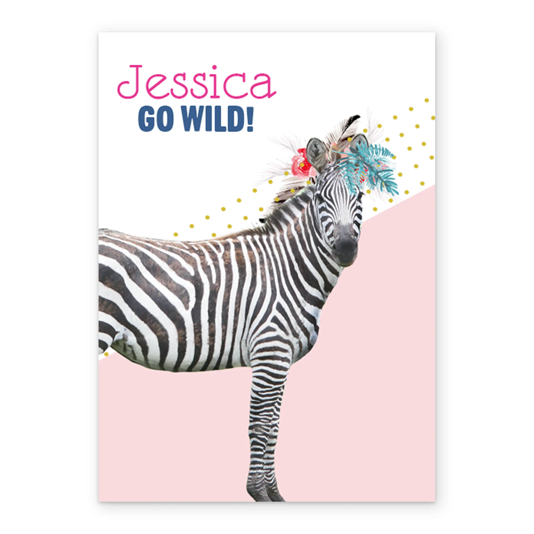 Personalised Contemporary Birthday Editable Zebra Photographic Card - Image 2