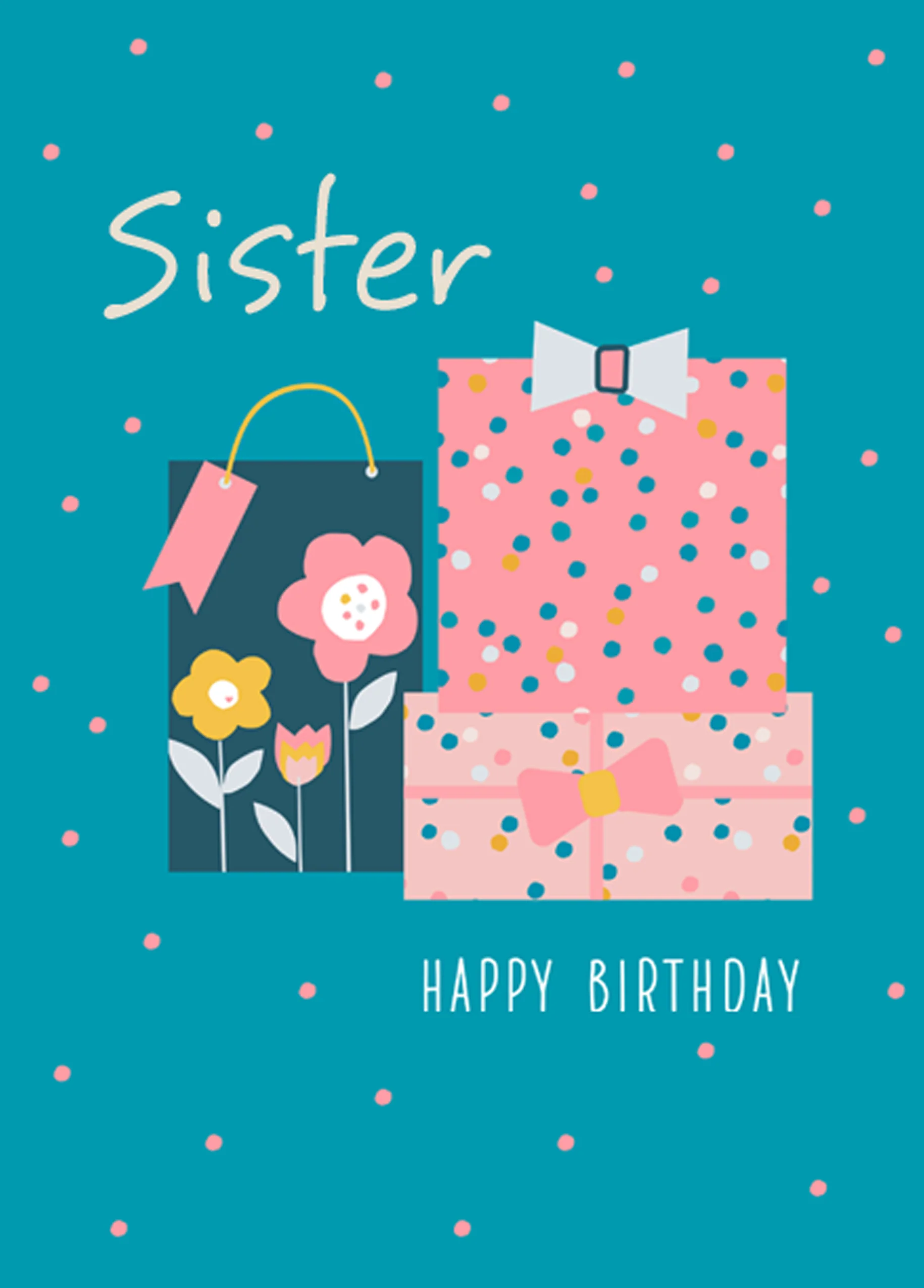 Personalised Contemporary Birthday Sister Card